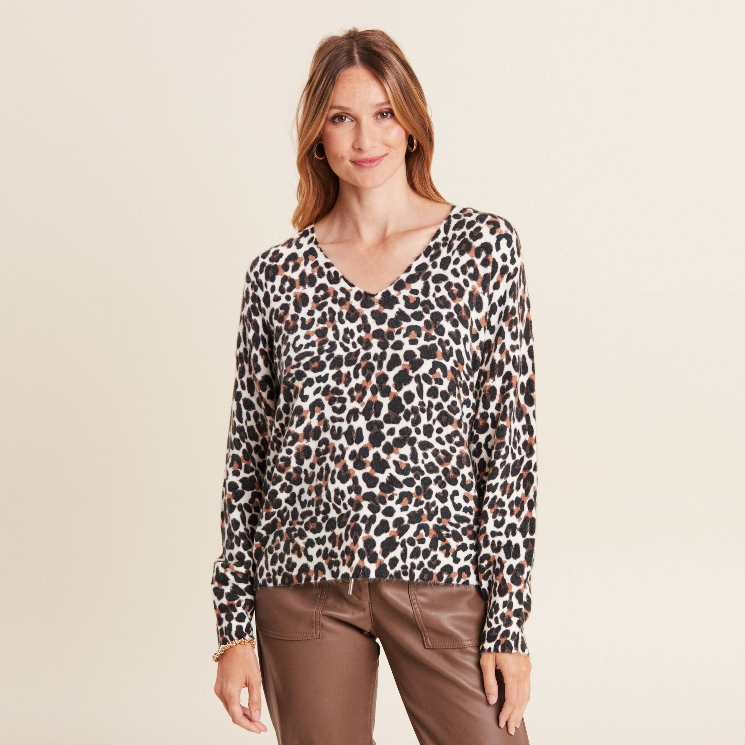 Pull manches longues bleu gris femme
