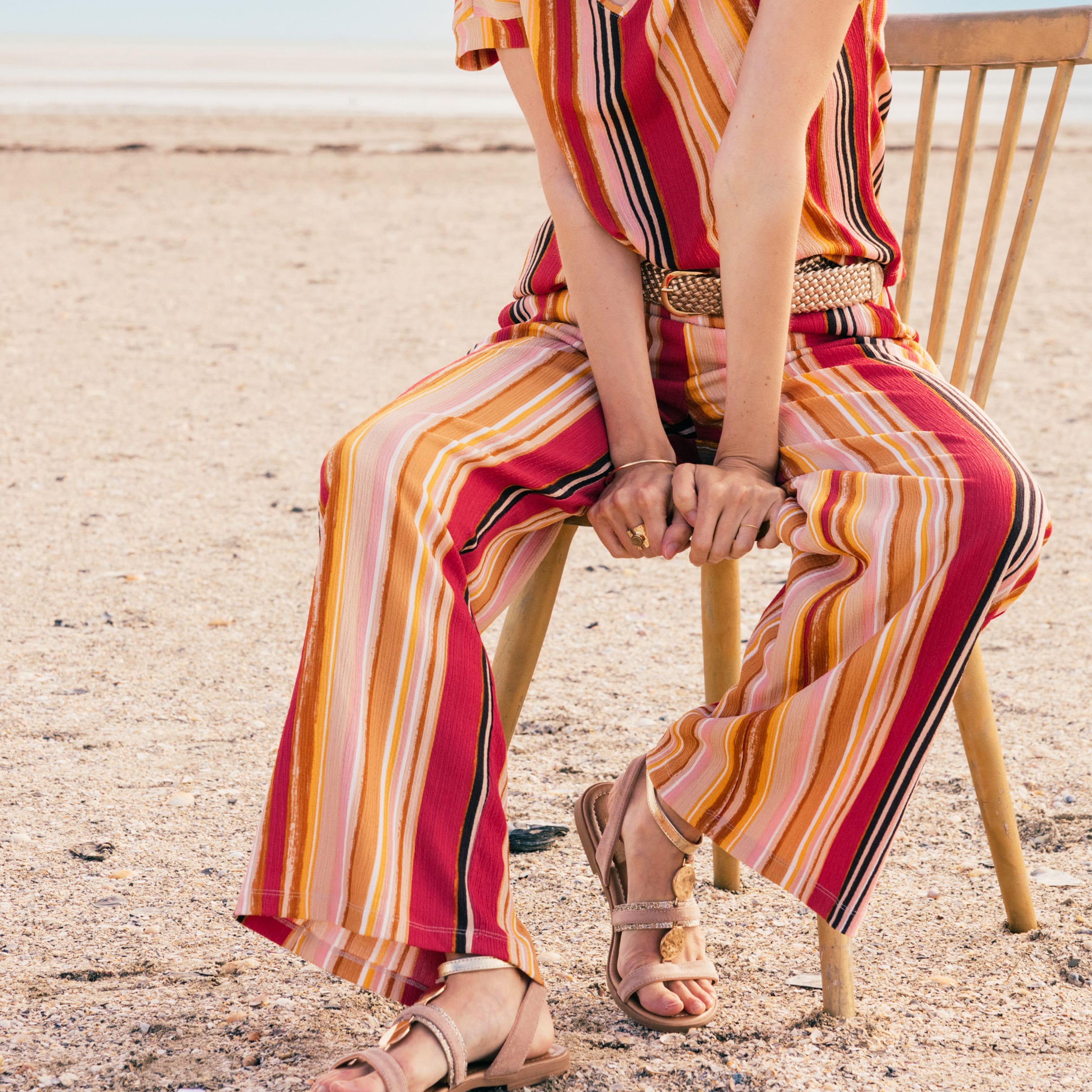 Pantalon flou 7/8ème rose cerise femme