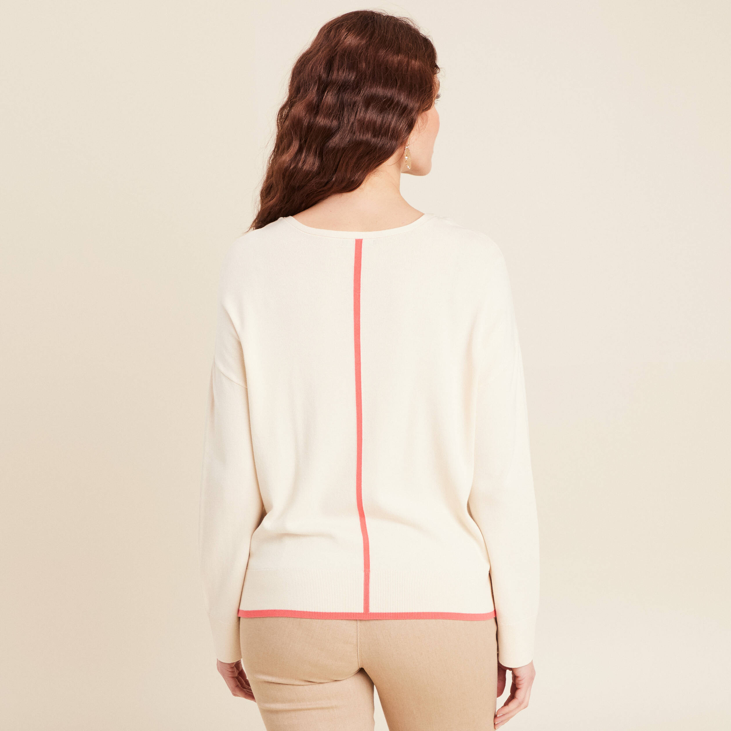 Pull manches longues ecru femme