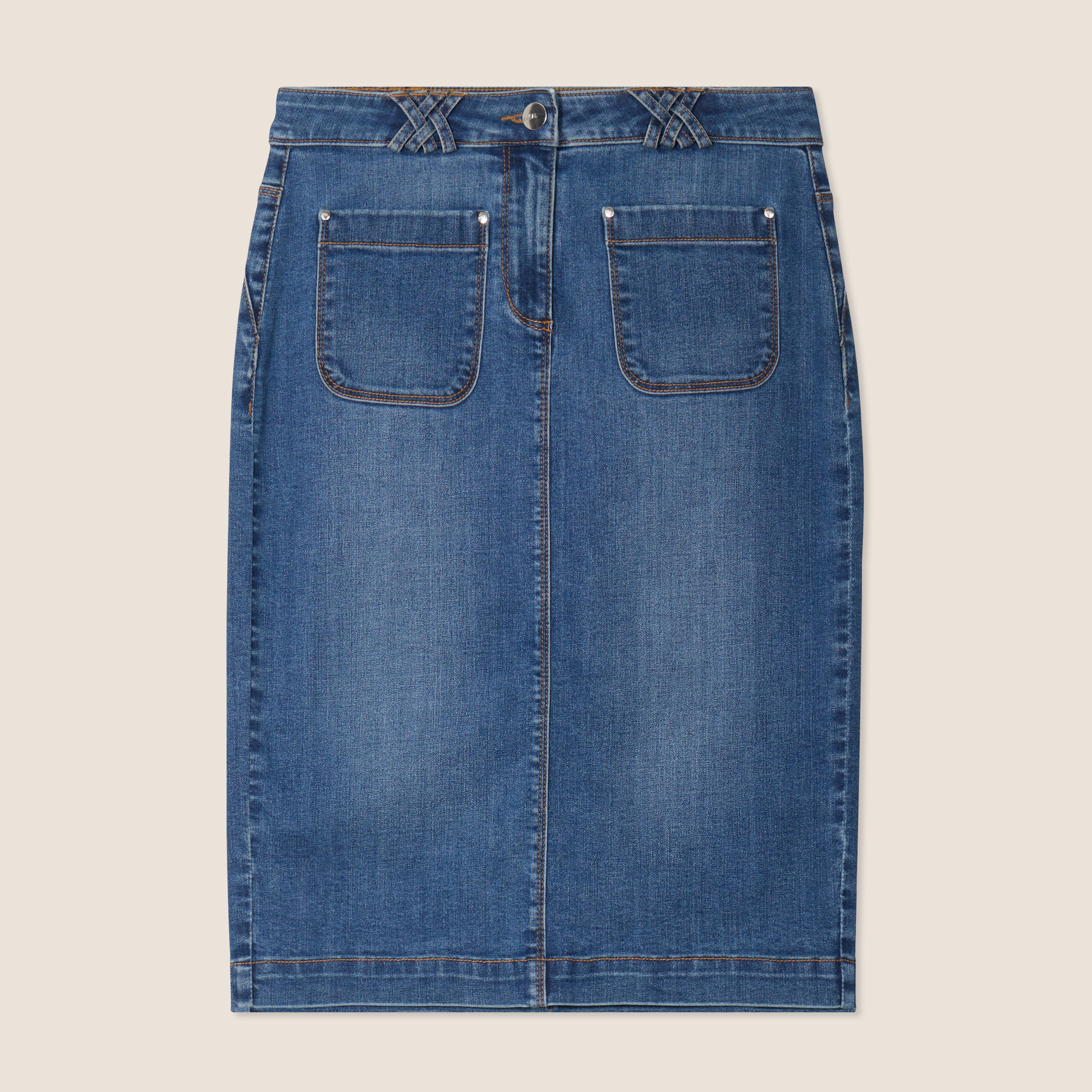 jupe en jean longueur genou denim stone femme Jupe en jean longueur genou denim stone femme