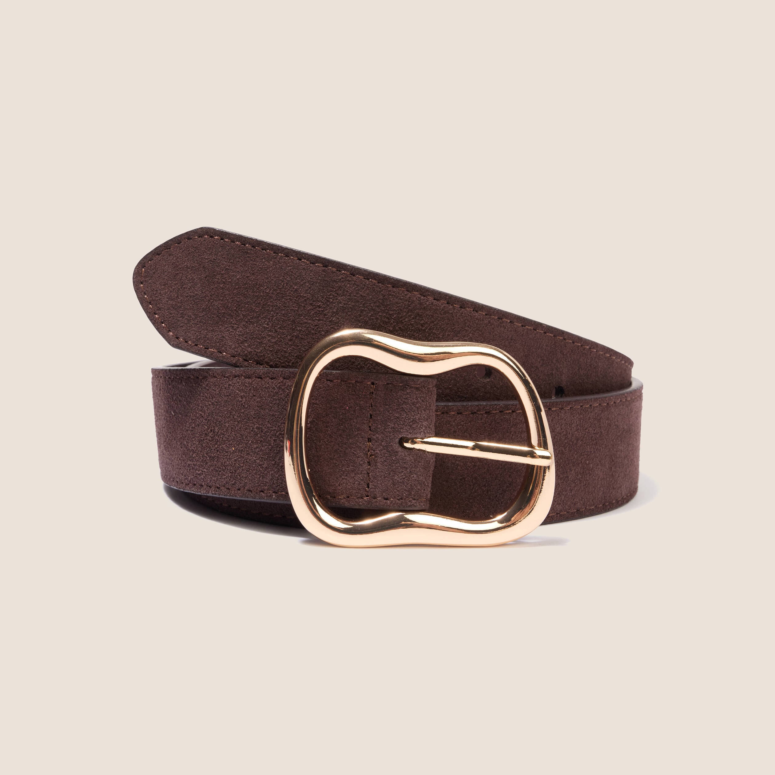 Ceinture en cuir marron fonc&eacute; femme