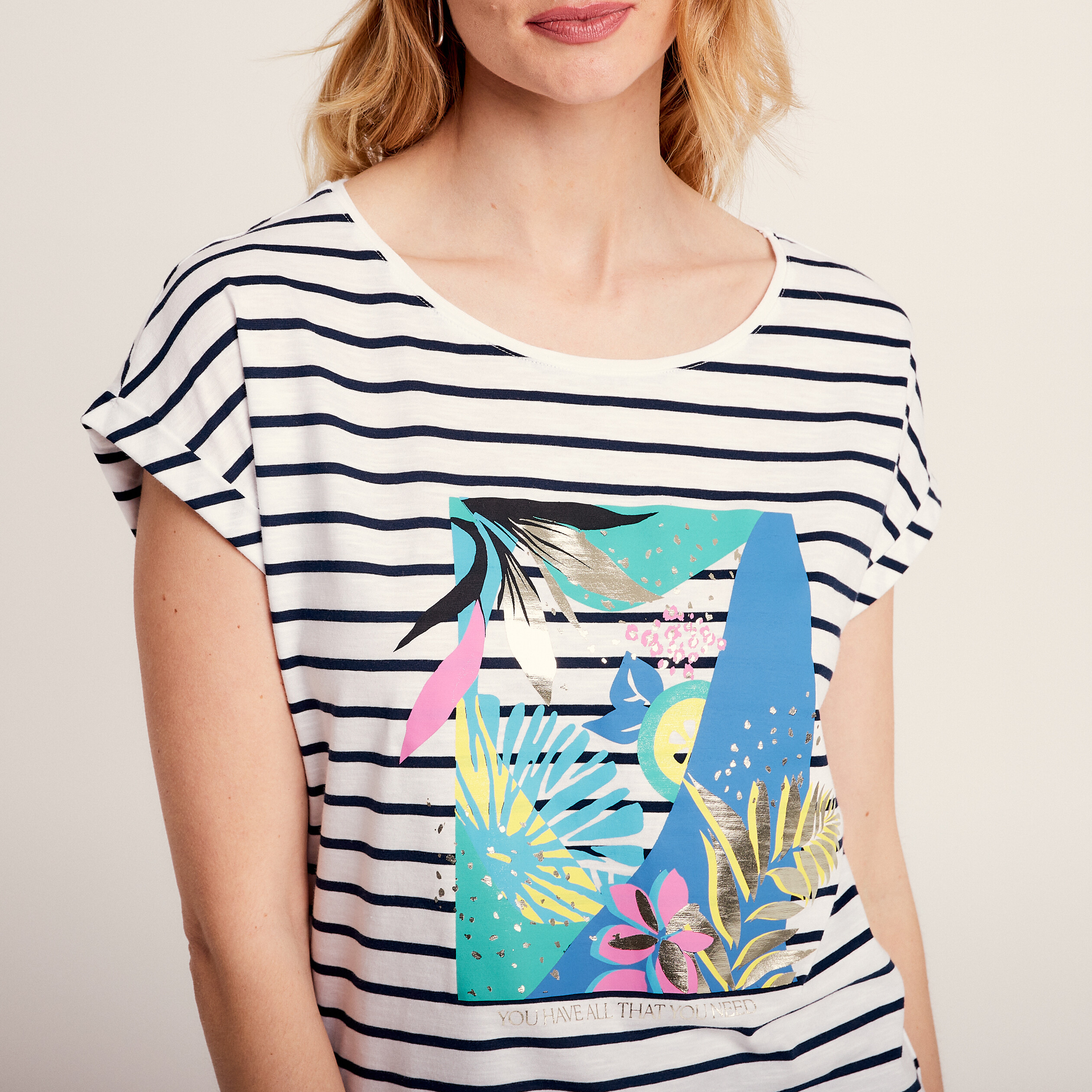 T-shirt manches courtes ecru femme