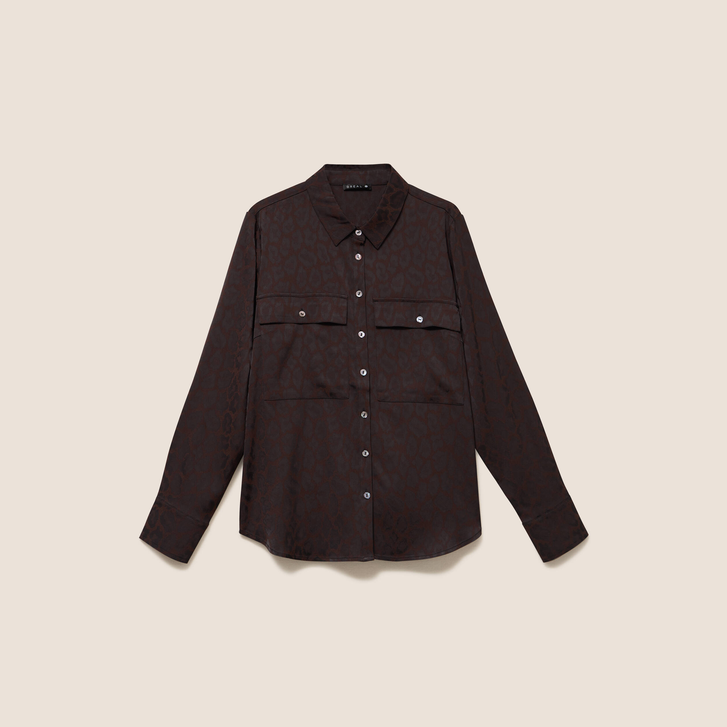 Chemise manches longues marron femme