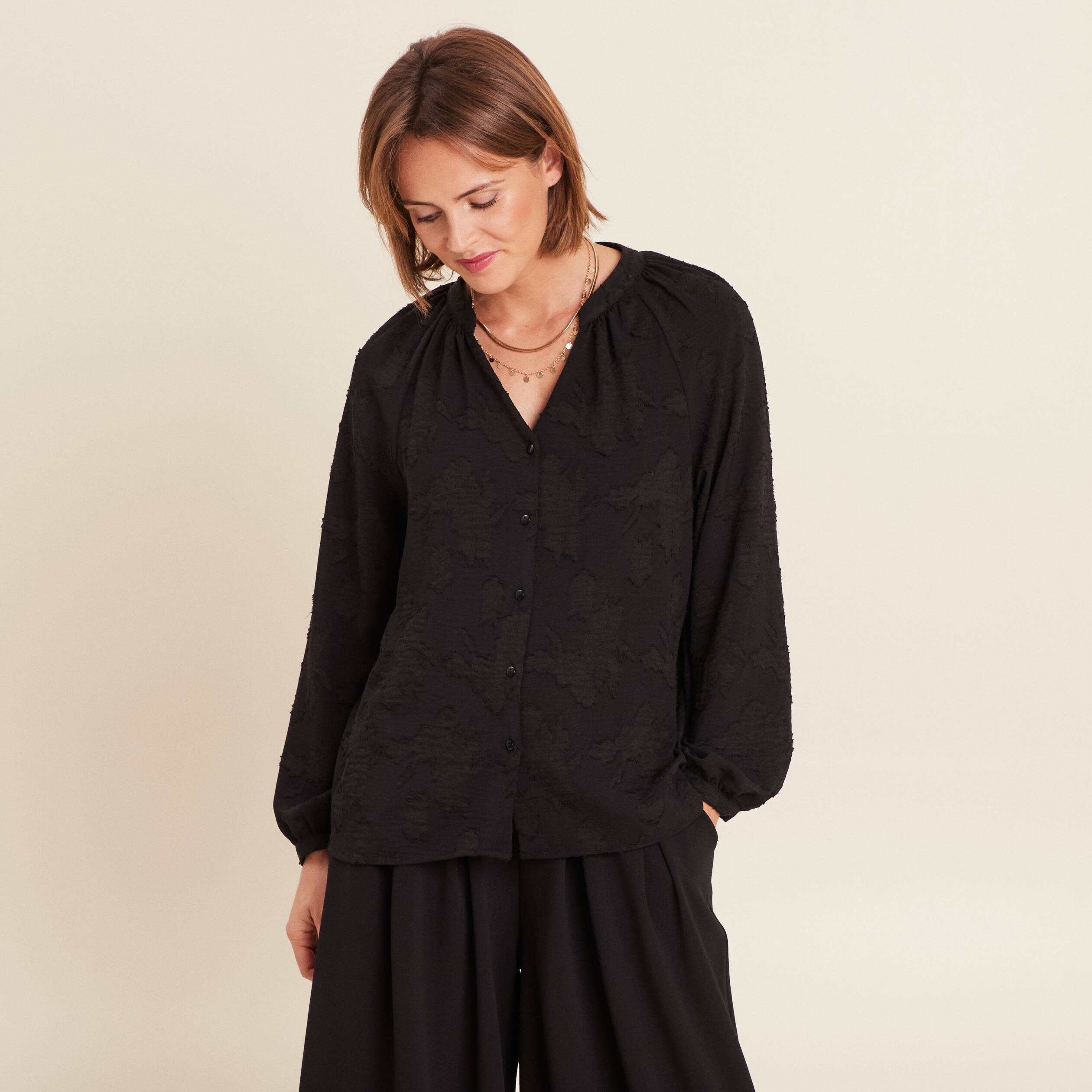 Blouse manches longues noir femme Breal