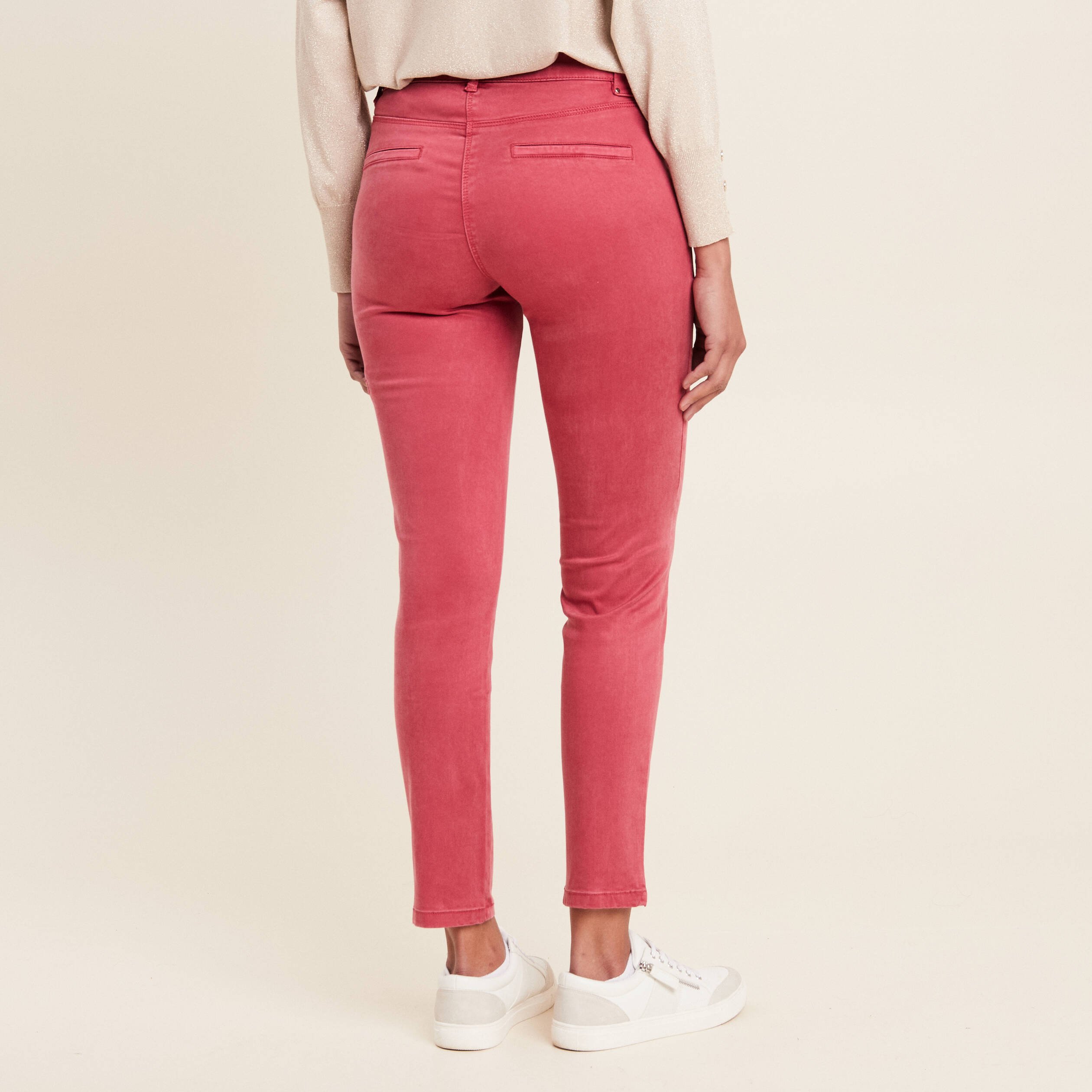 pantalon ajuste rouge fonce femme Pantalon ajusté rouge foncé femme