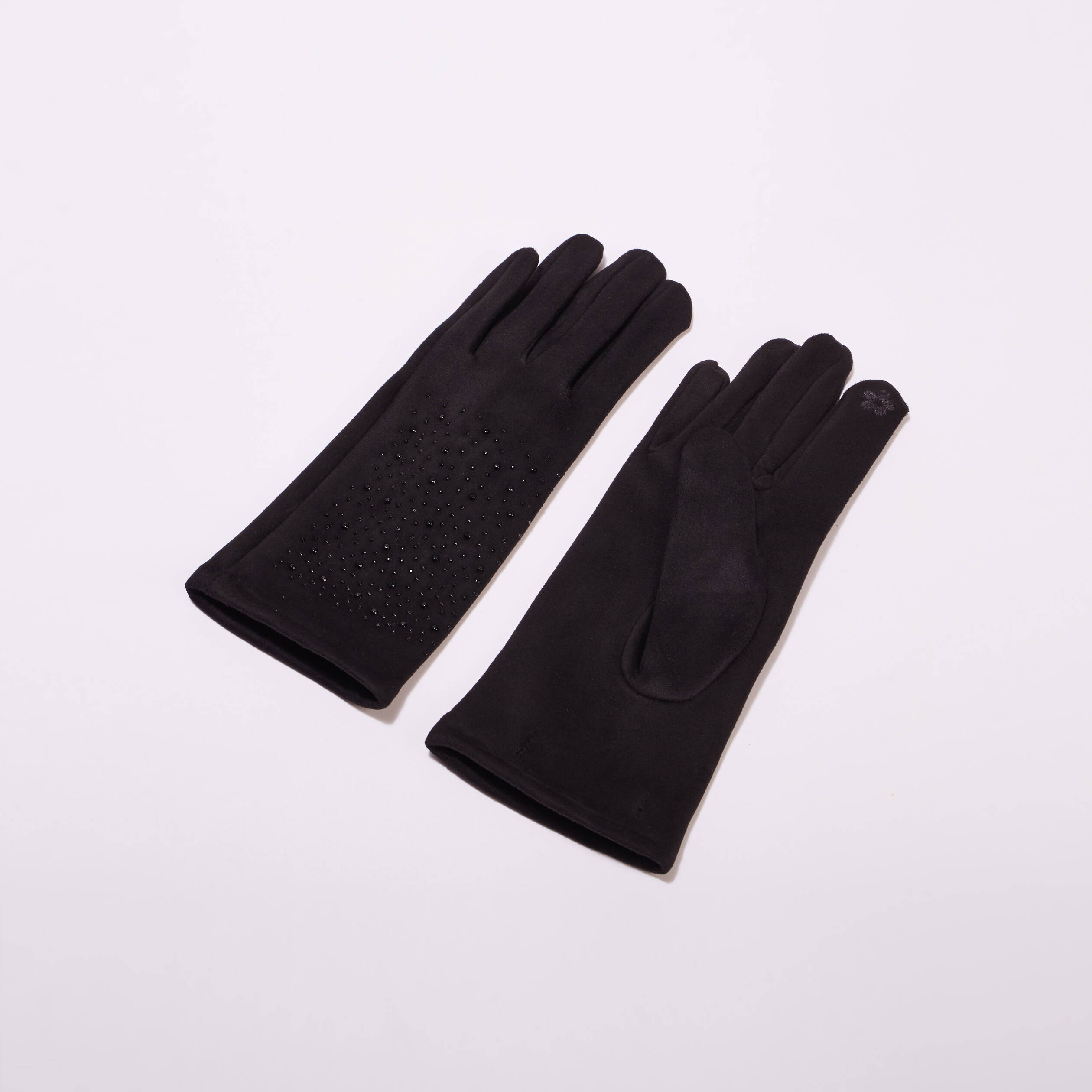 Gants avec strass noir femme