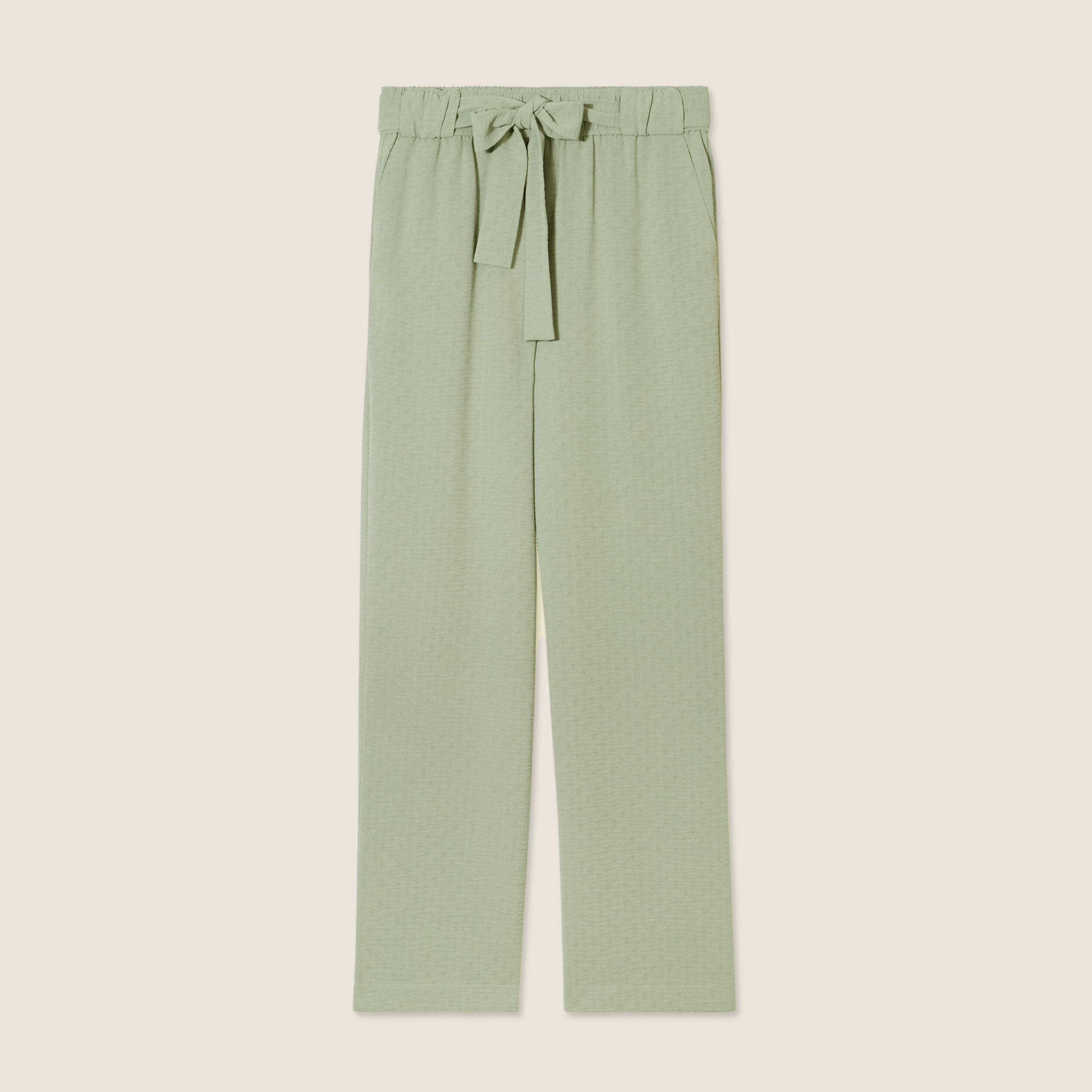 pantalon flou droit 78eme vert clair femme Pantalon flou droit 7/8ème vert clair femme