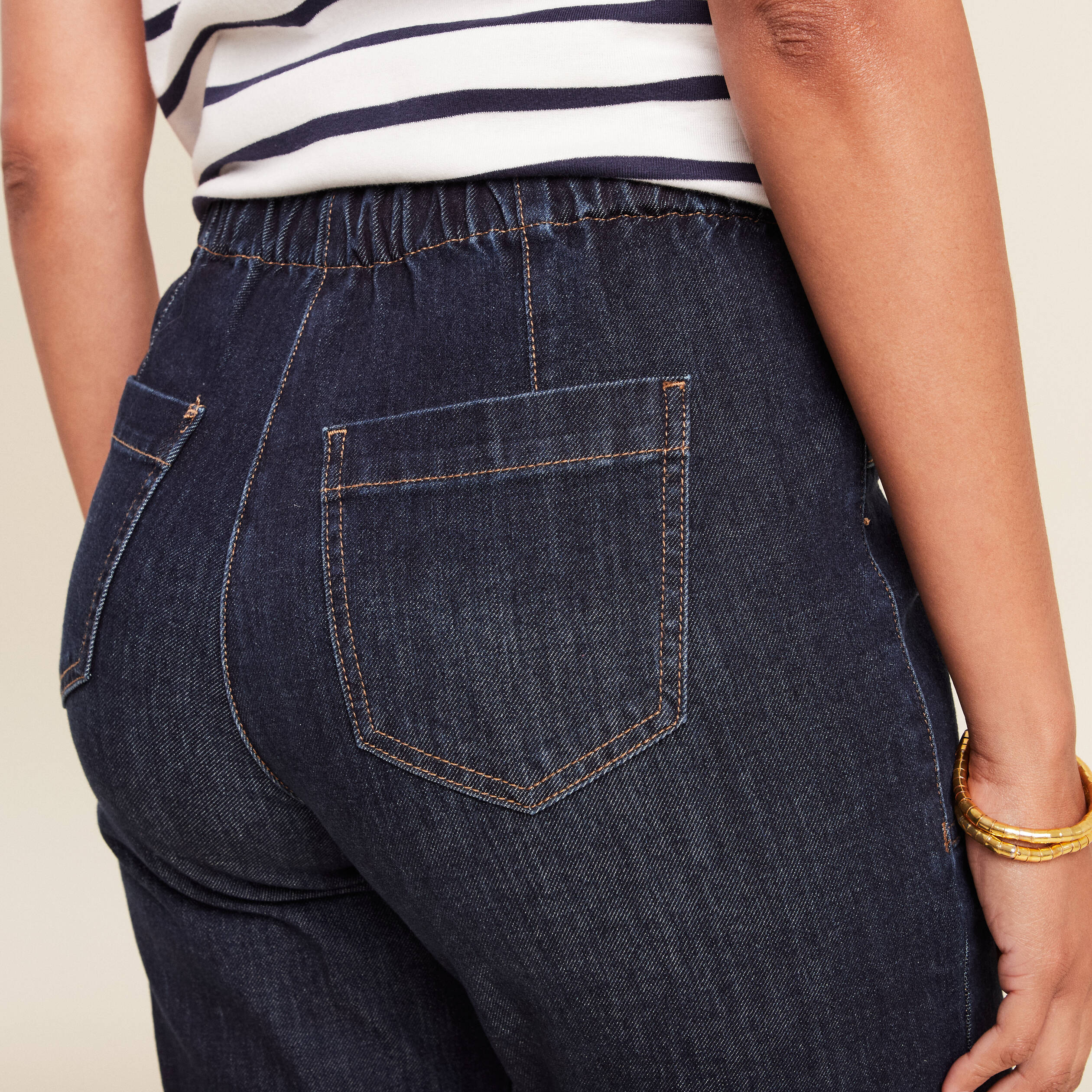 Jean large à coulisse denim brut femme