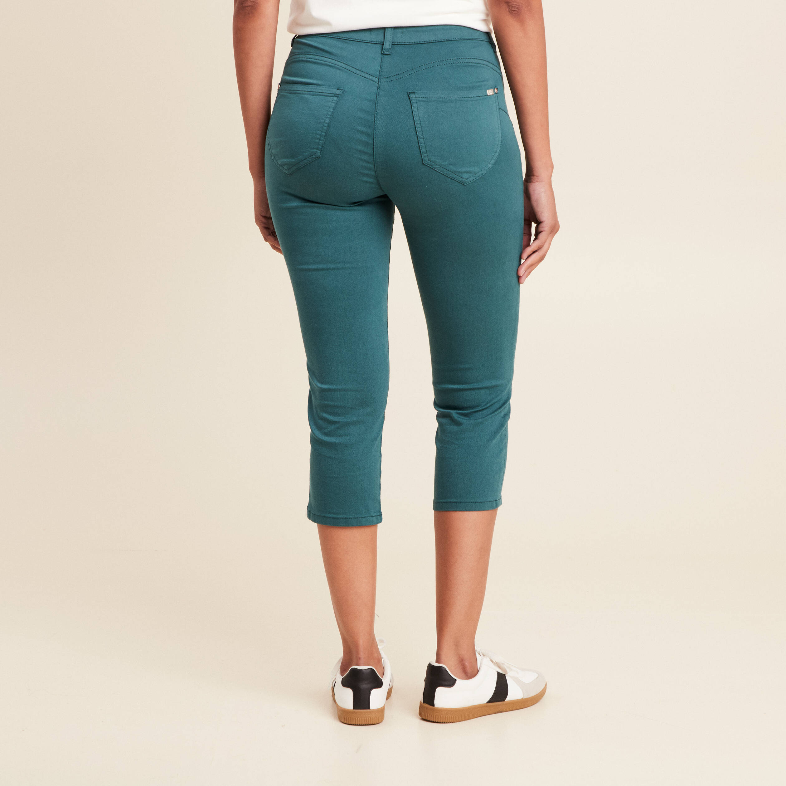 pantacourt droit taille standard vert femme Pantacourt droit taille standard vert femme
