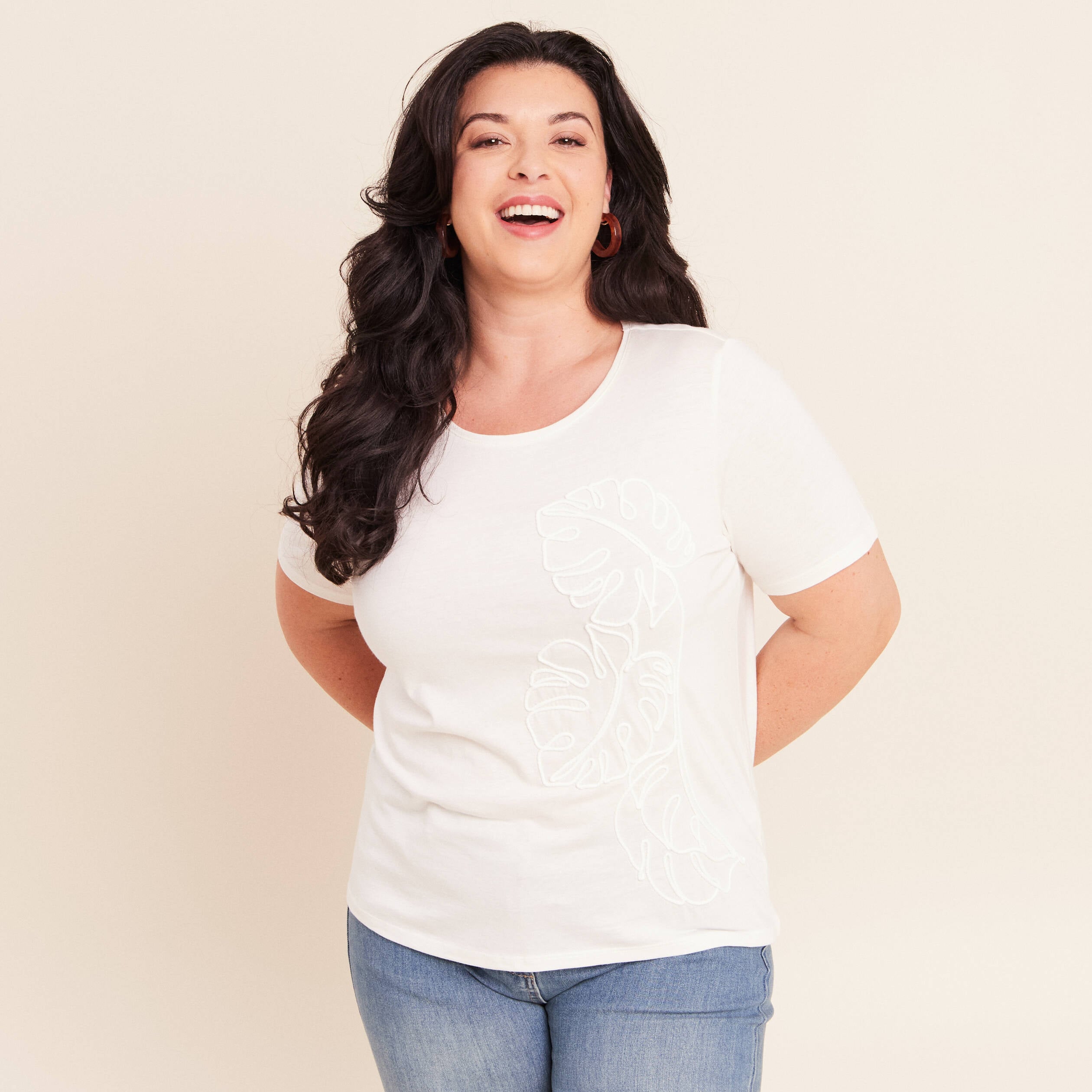T-shirt manches courtes ecru femme