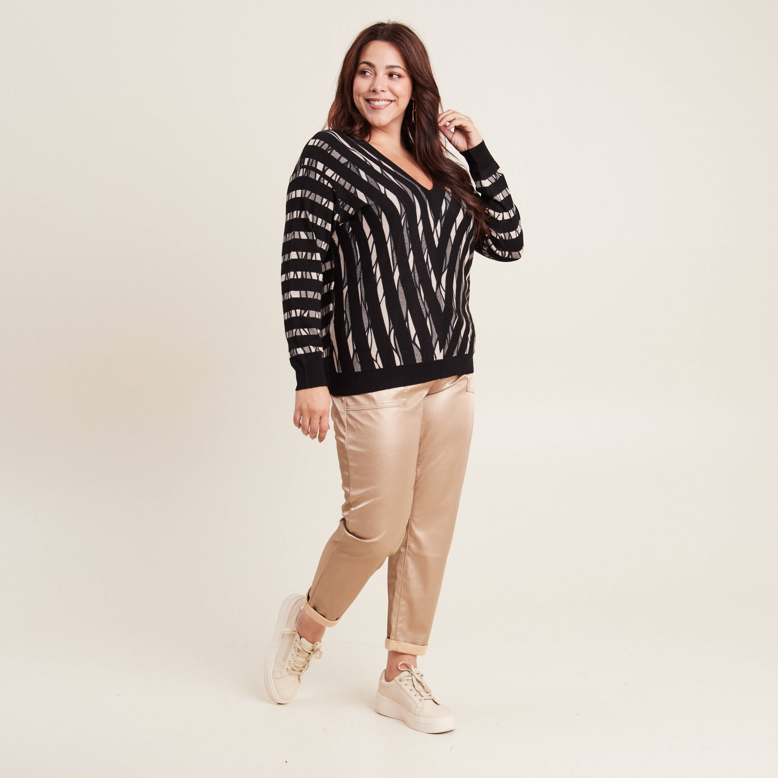 Pull manches longues noir femme
