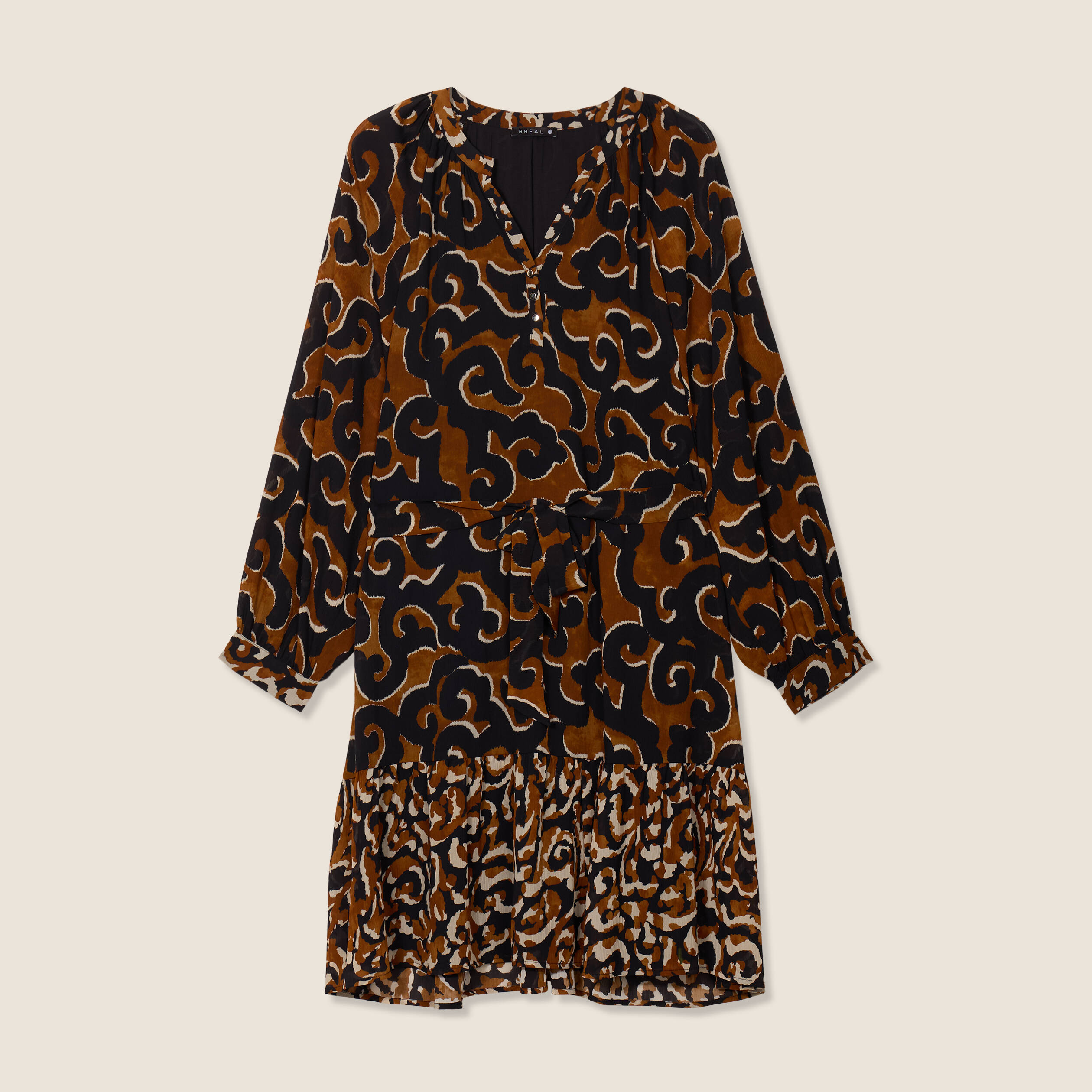 Robe imprimée évasée fluide femme noir femme