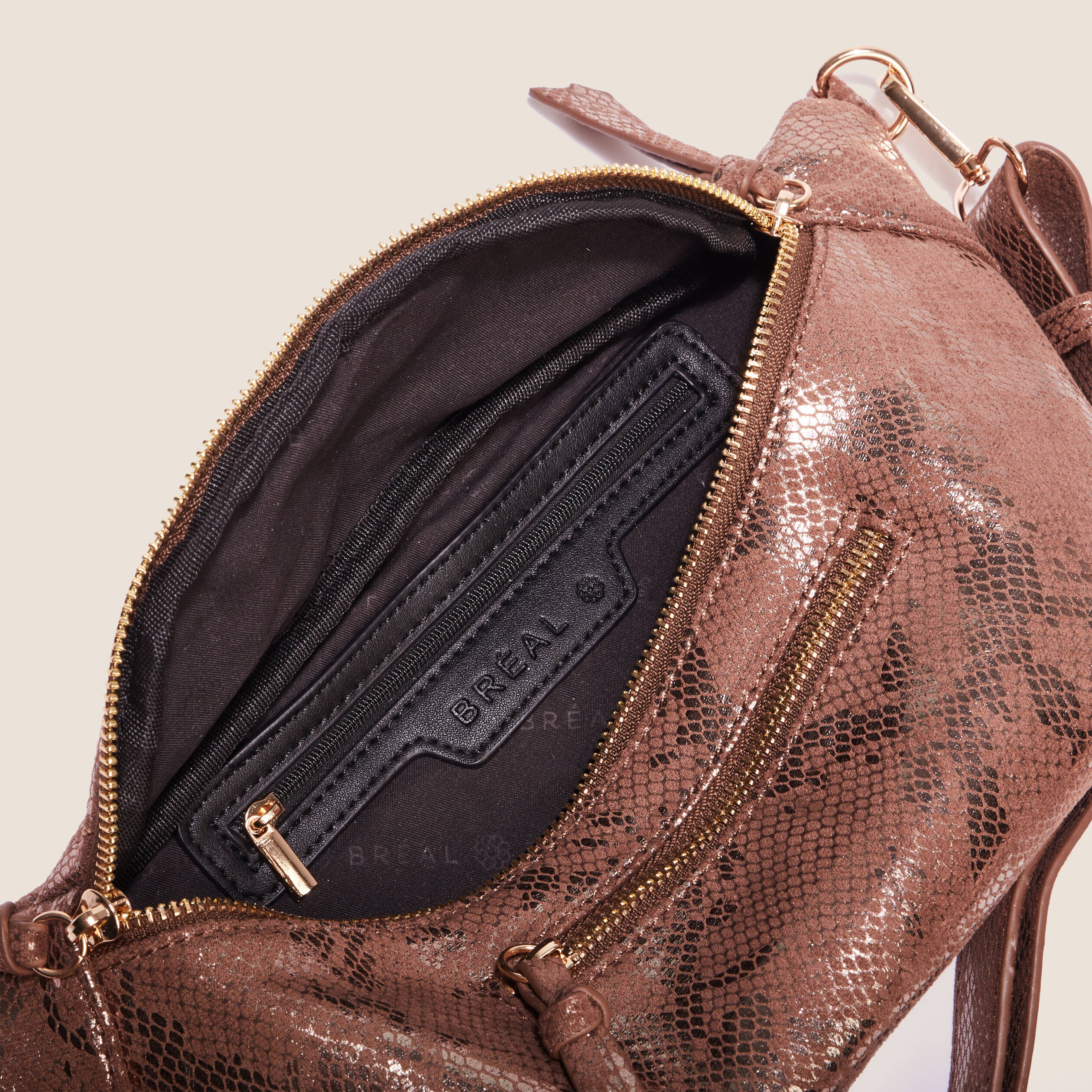 Sac banane irisé taupe femme