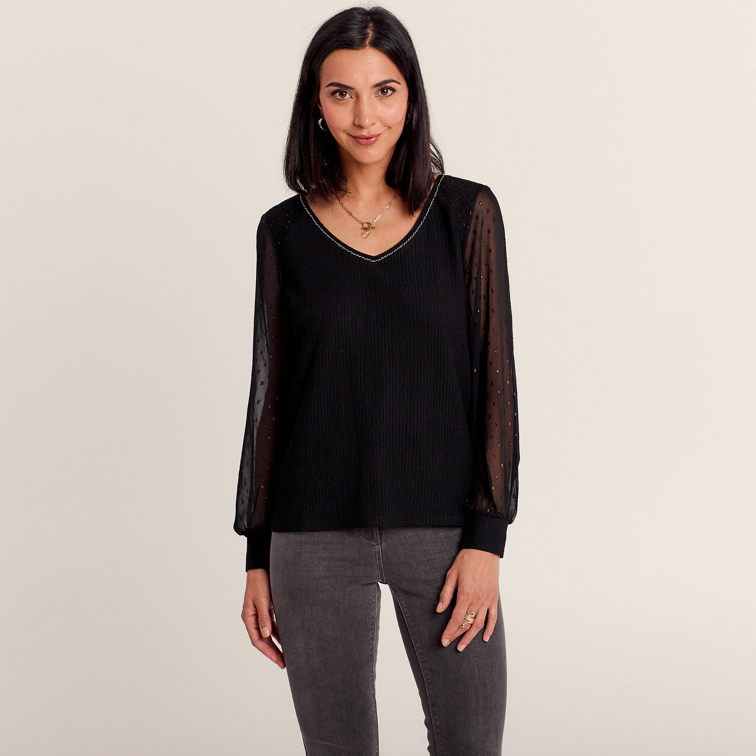 T-shirt manches longues noir femme