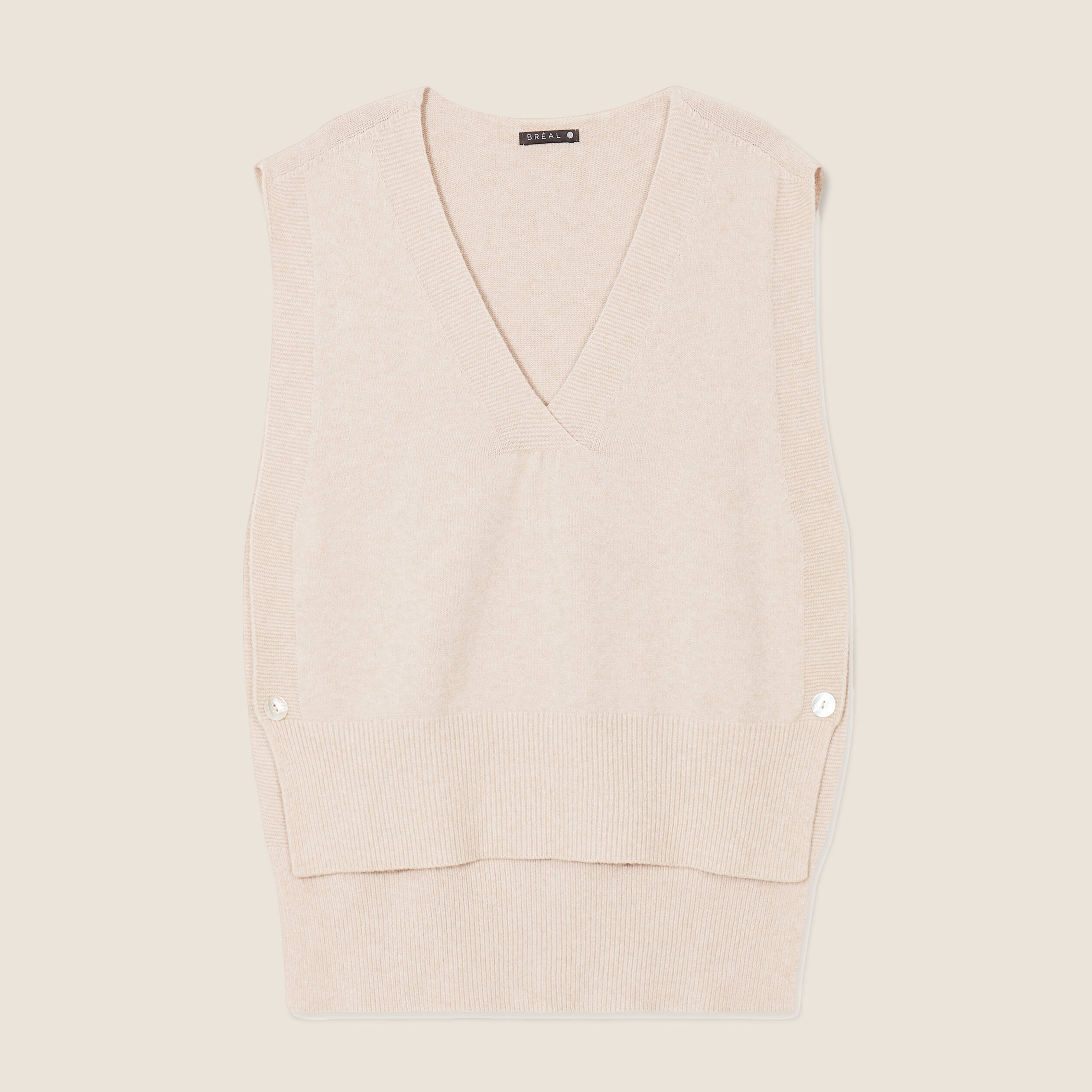 Pull sans manches creme femme Bréal
