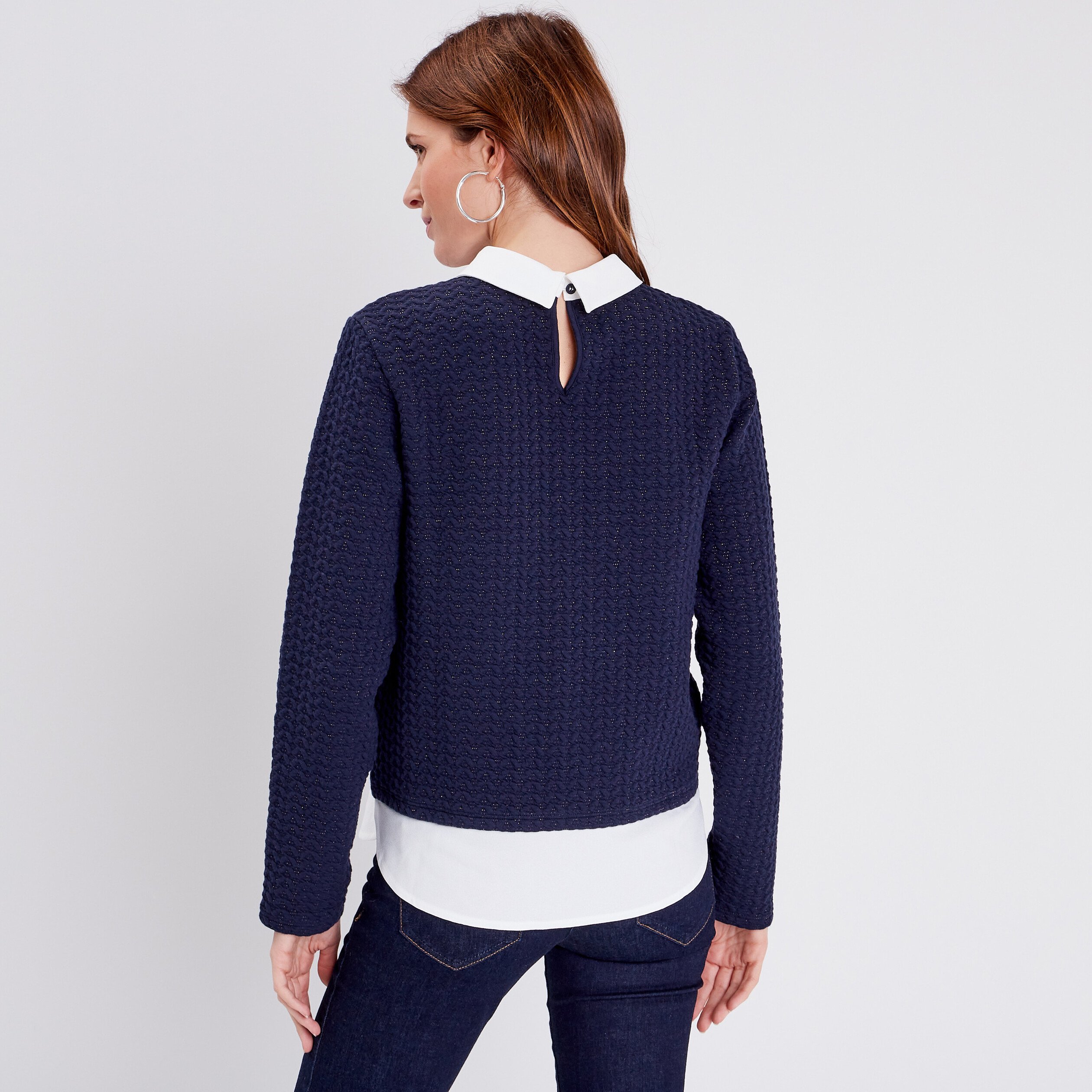 t shirt manches longues bleu fonce femme T-shirt manches longues bleu foncé femme