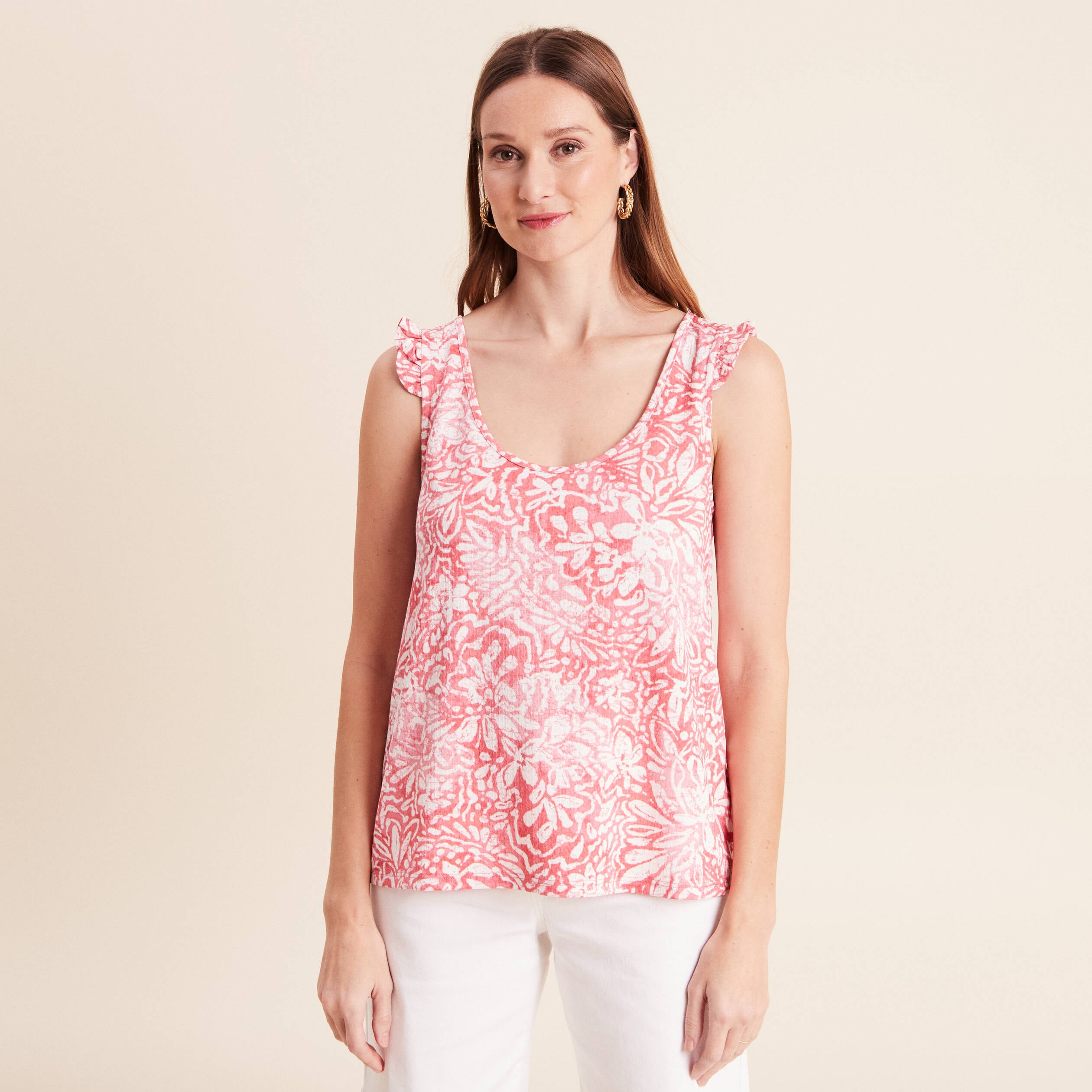 D&eacute;bardeur d&eacute;tails de volants orange corail femme