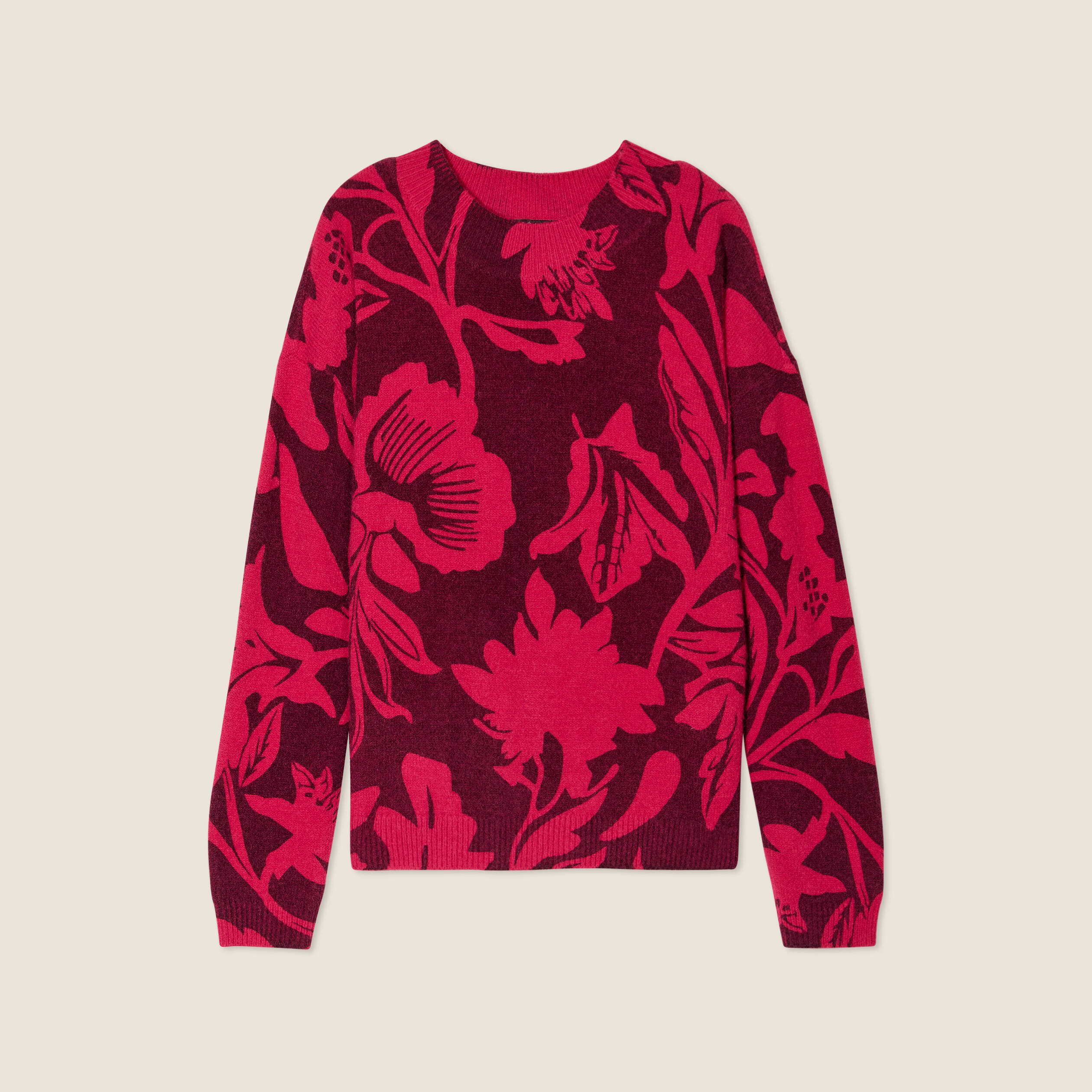 Pull manches longues bordeaux femme