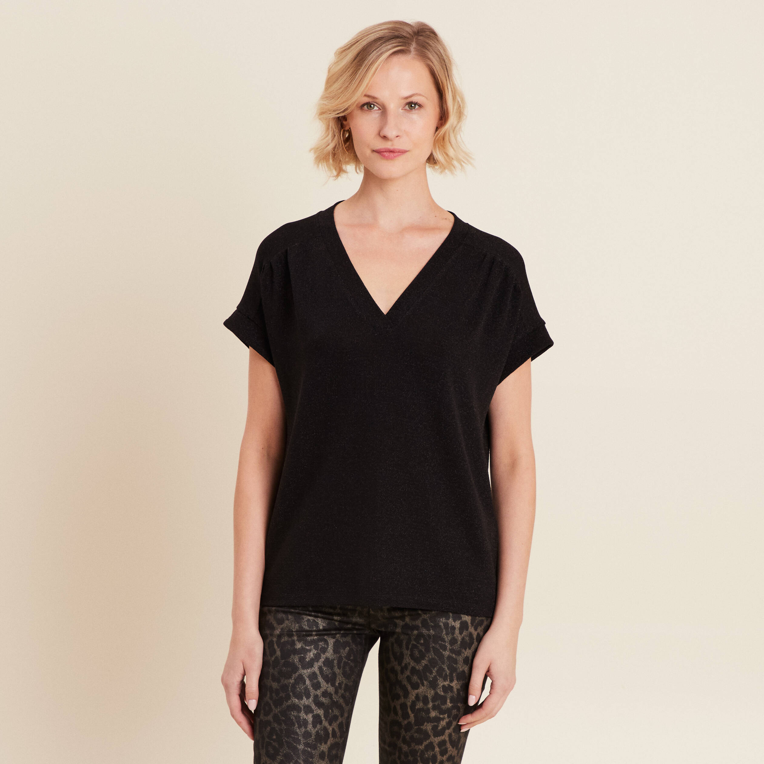 T-shirt manches courtes noir femme