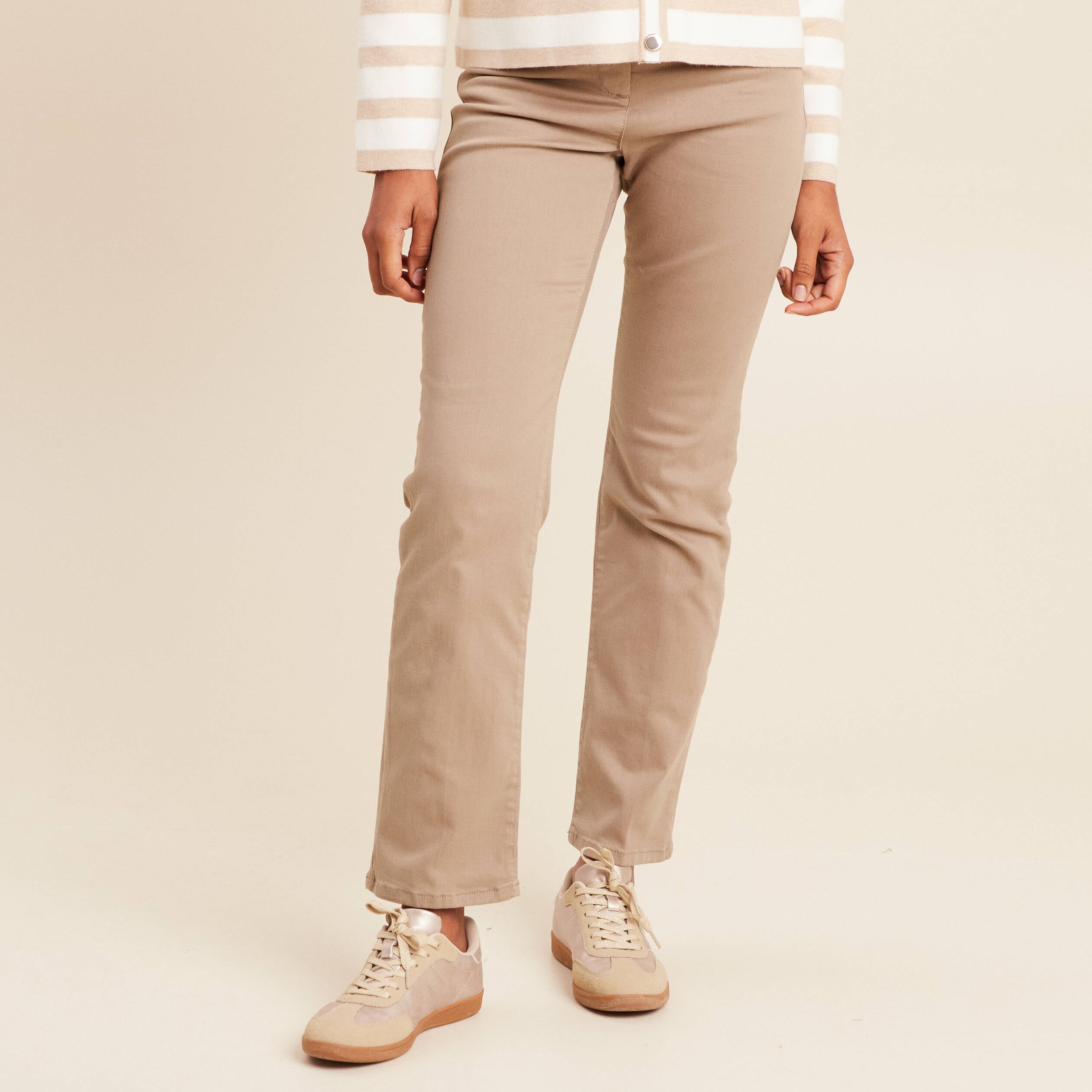 Pantalon magique L'Unique effet brillant taupe femme