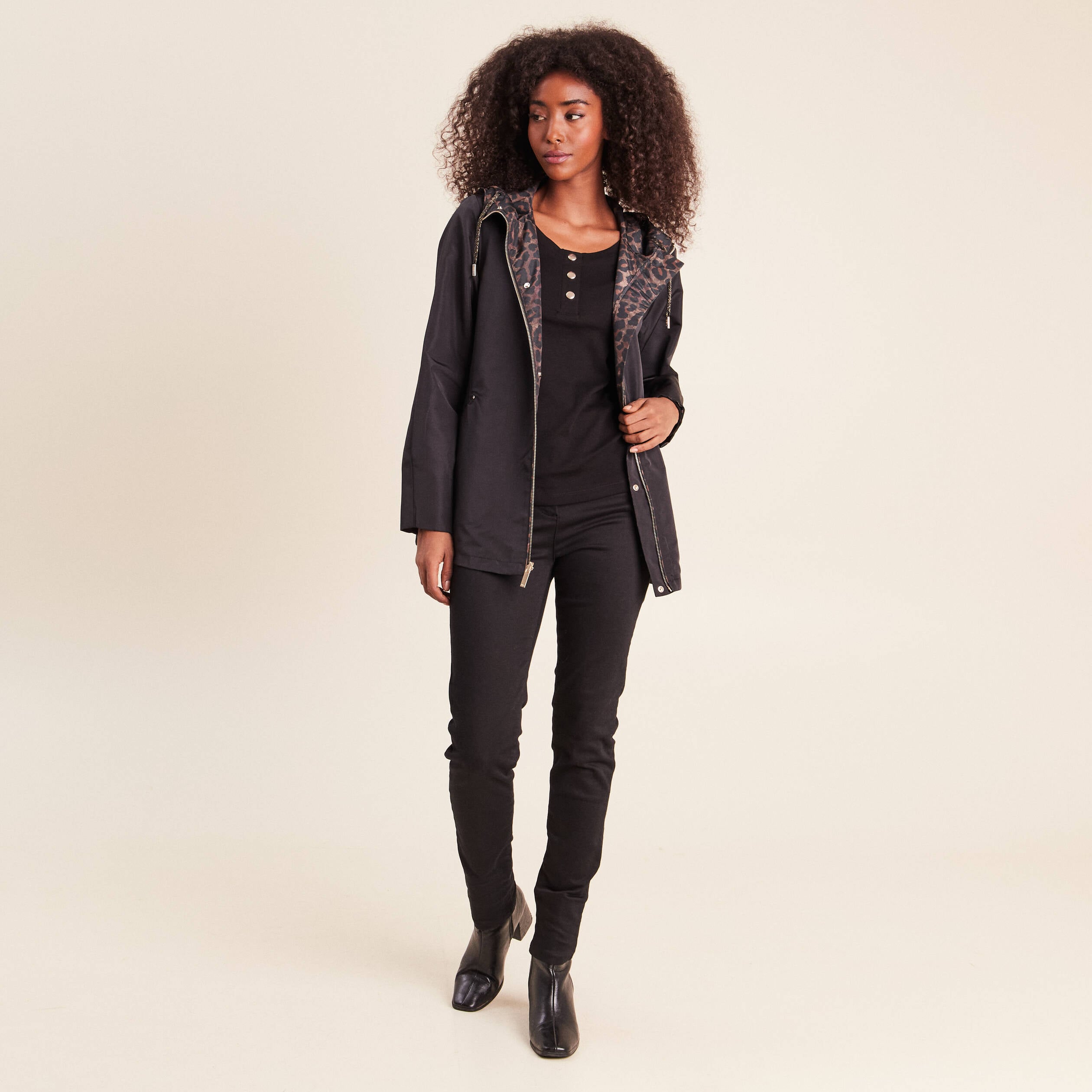 Parka cintr&eacute;e r&eacute;versible &agrave; capuche marron femme