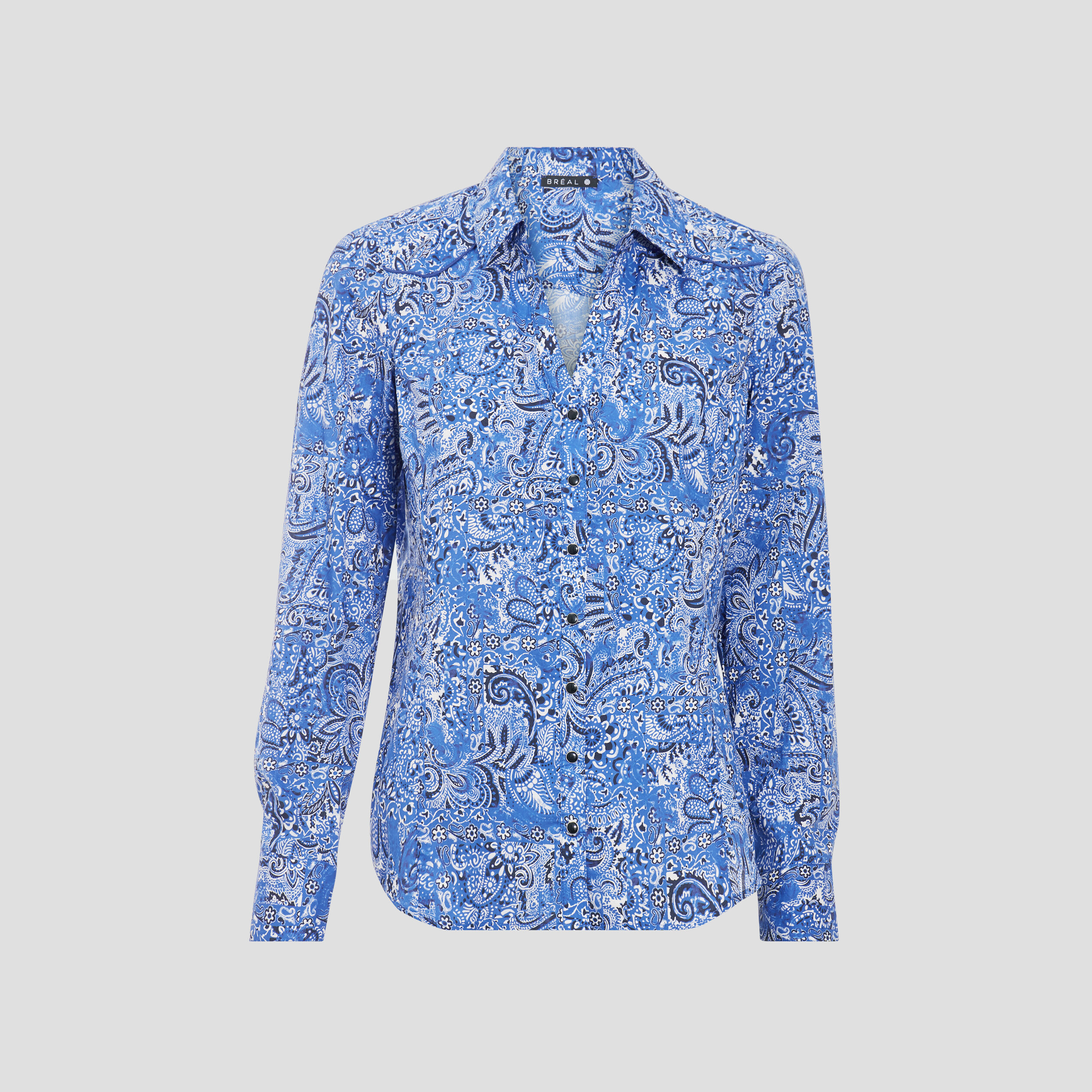 Chemise manches longues bleu femme