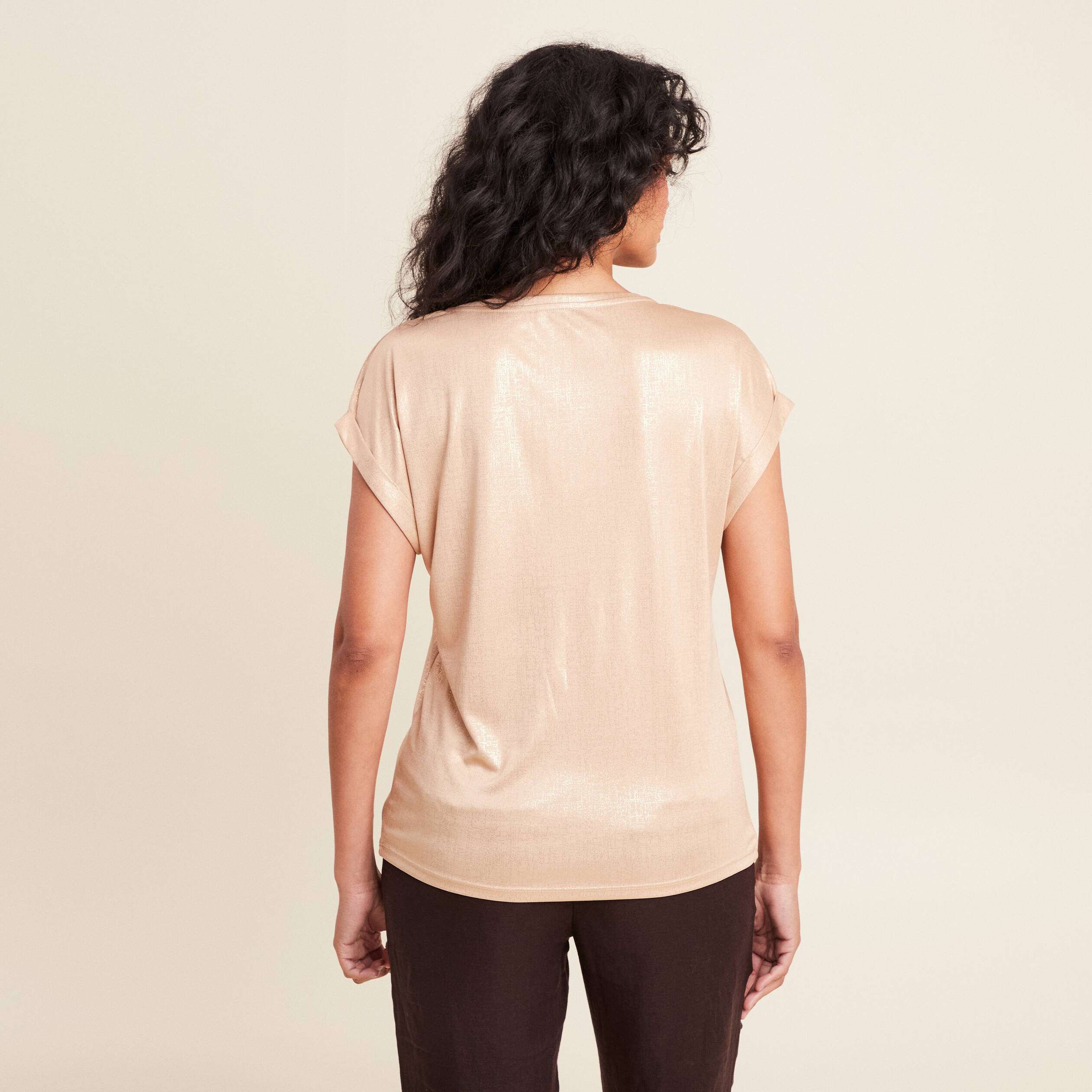 t shirt manches courtes couleur or femme T-shirt manches courtes couleur or femme