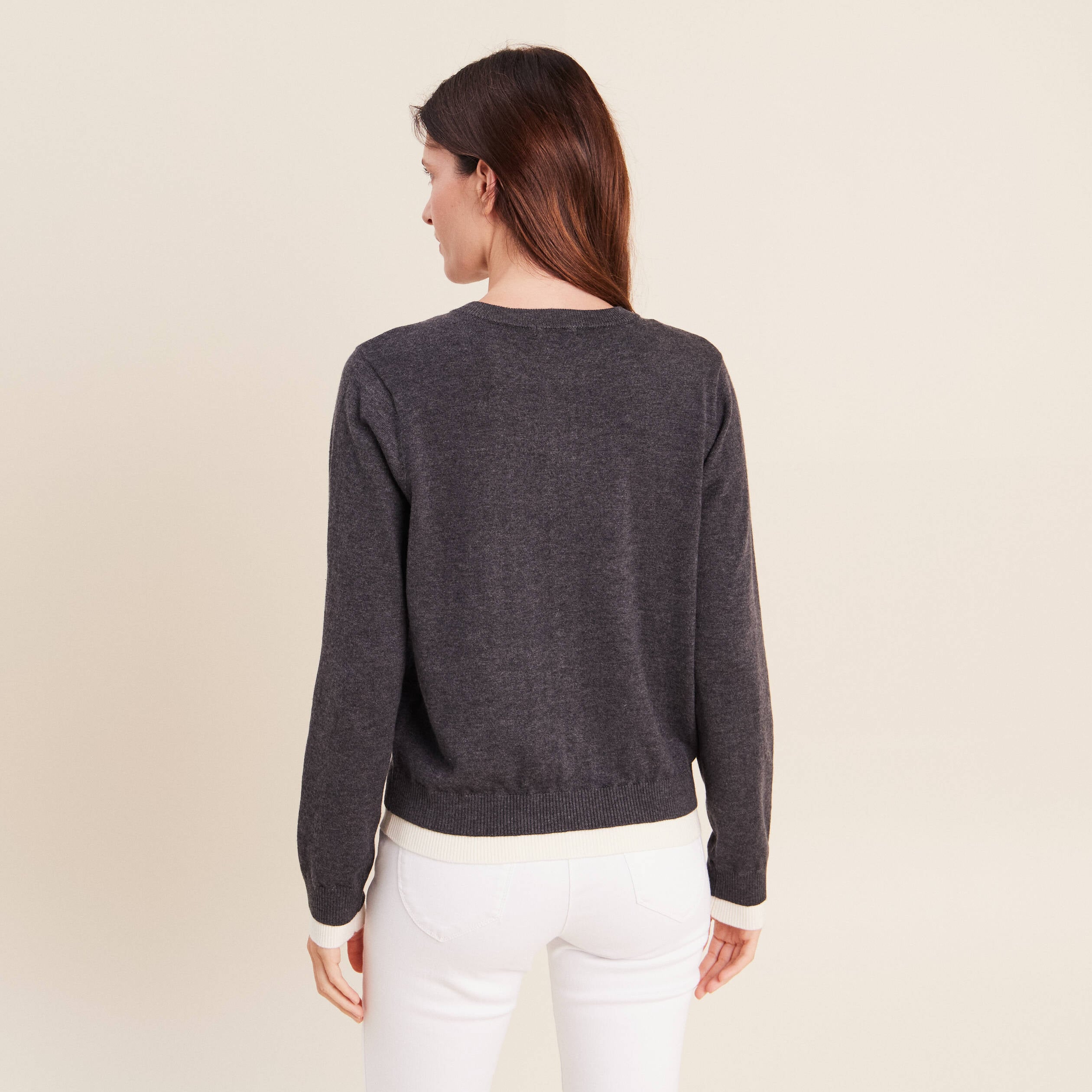 Gilet 2 en 1 col rond gris clair femme