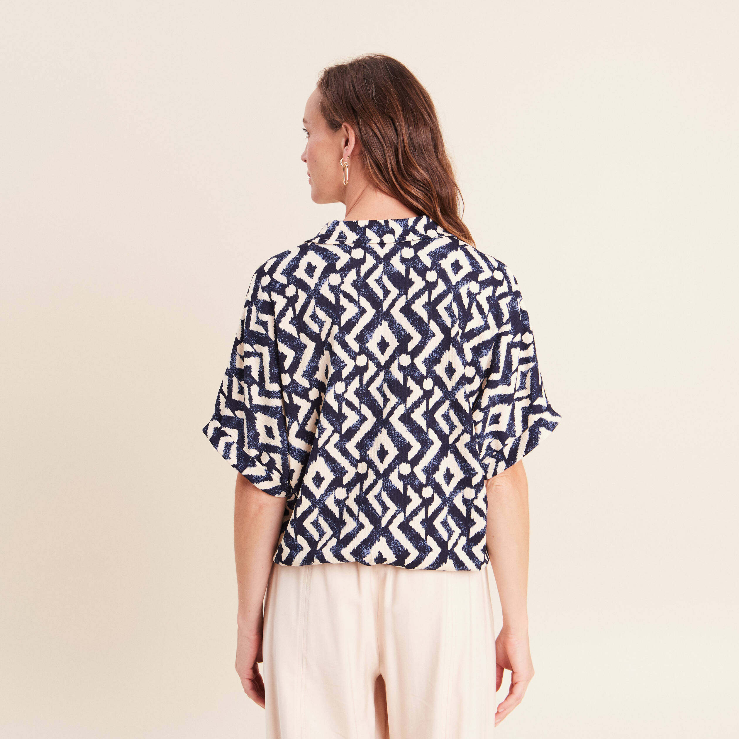 Chemisette manches courtes bleu femme