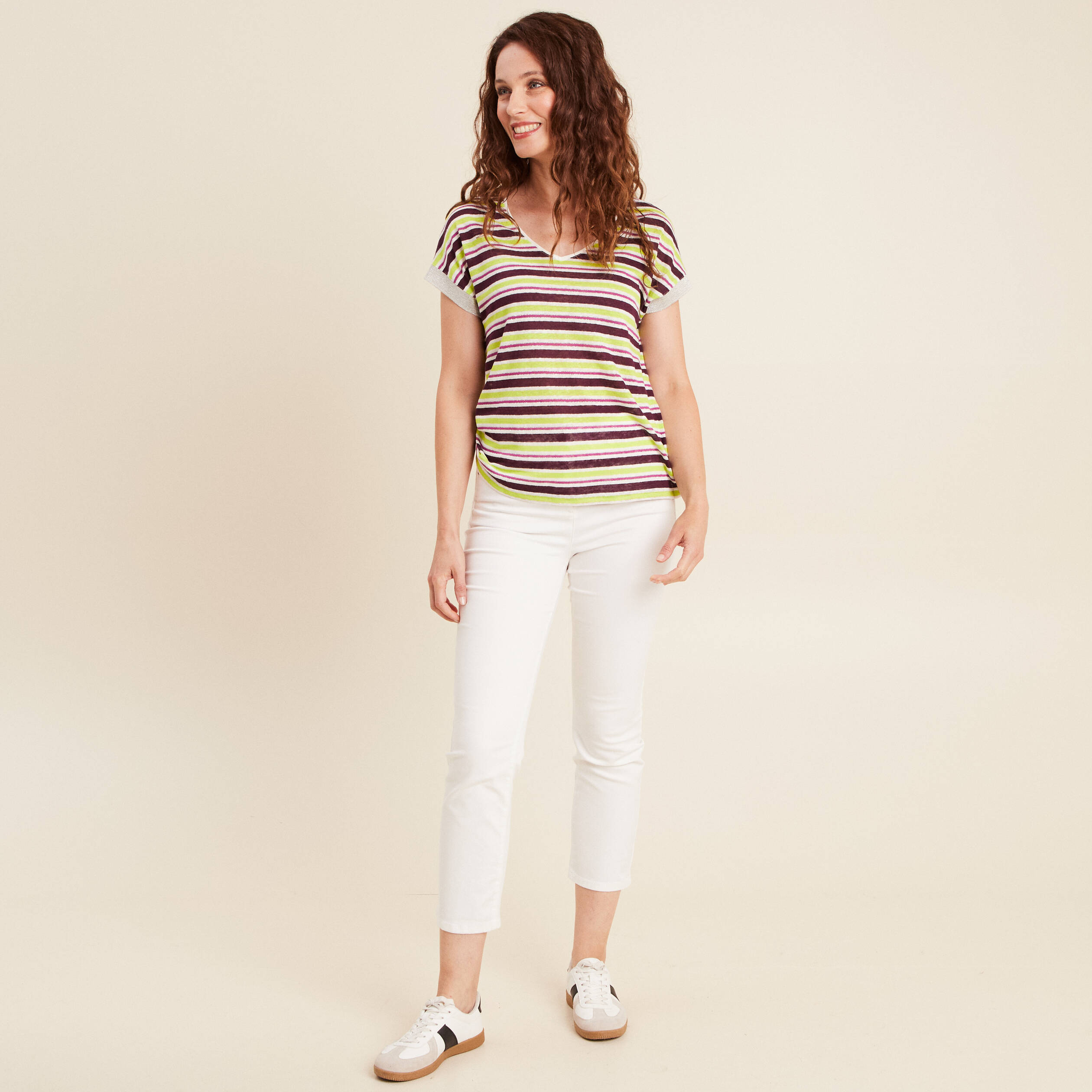 t shirt manches courtes prune femme T-shirt manches courtes prune femme