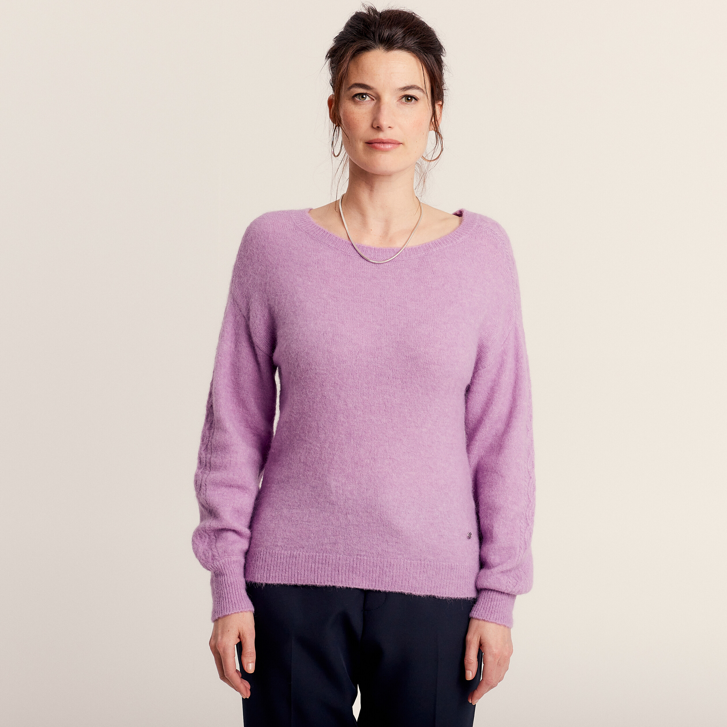 Pull manches longues violet femme