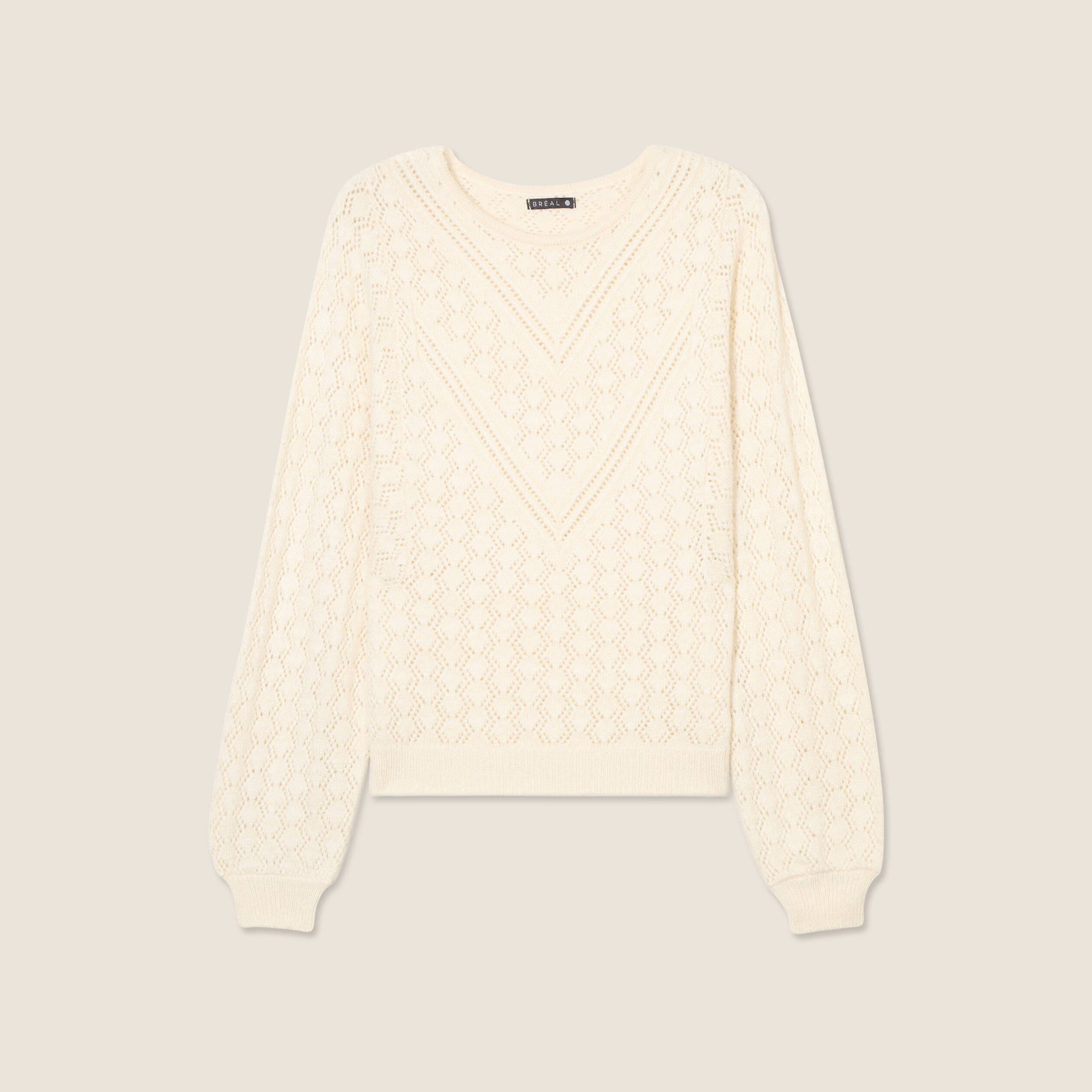 Pull manches longues ajouré sable femme