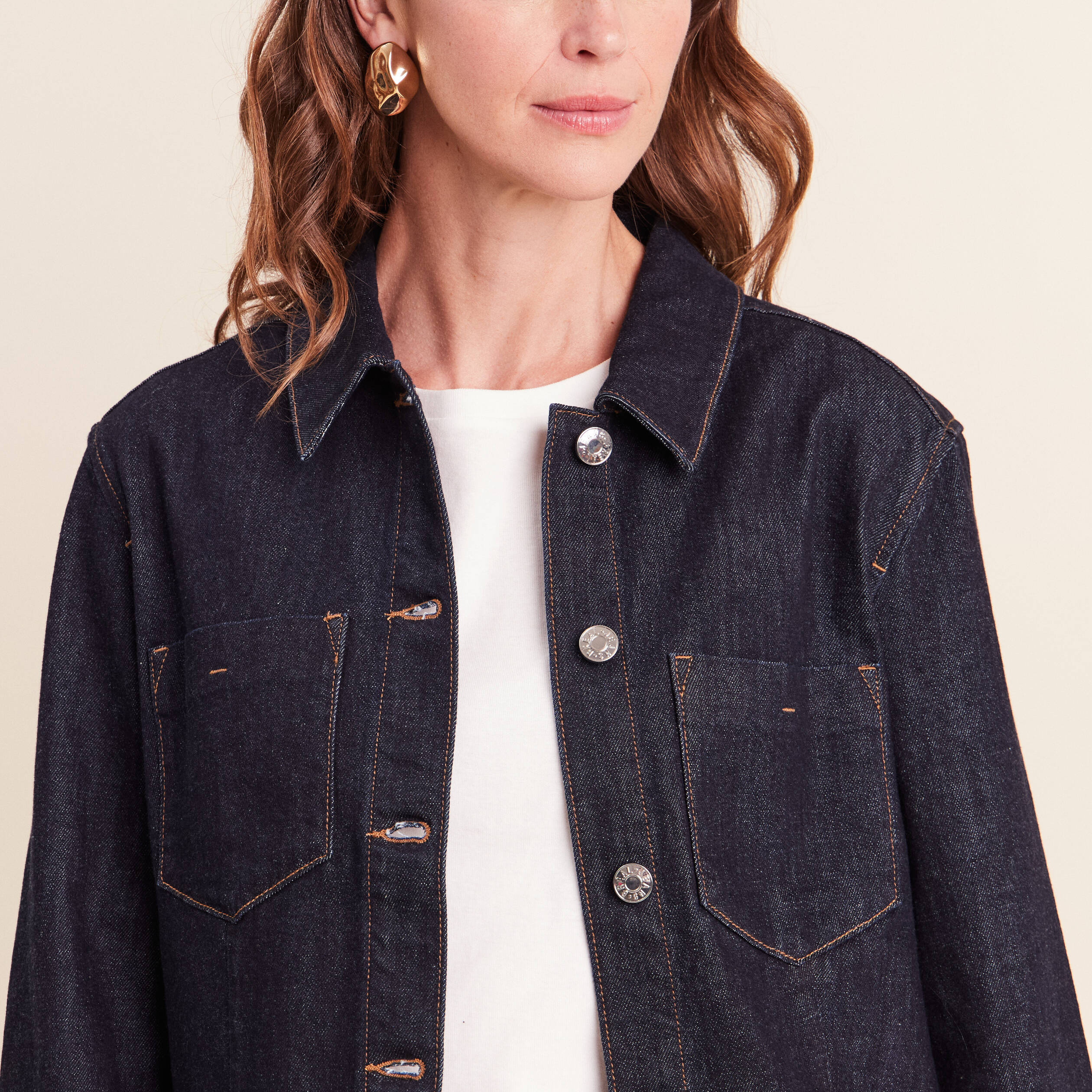 Veste manches longues en jean denim brut femme