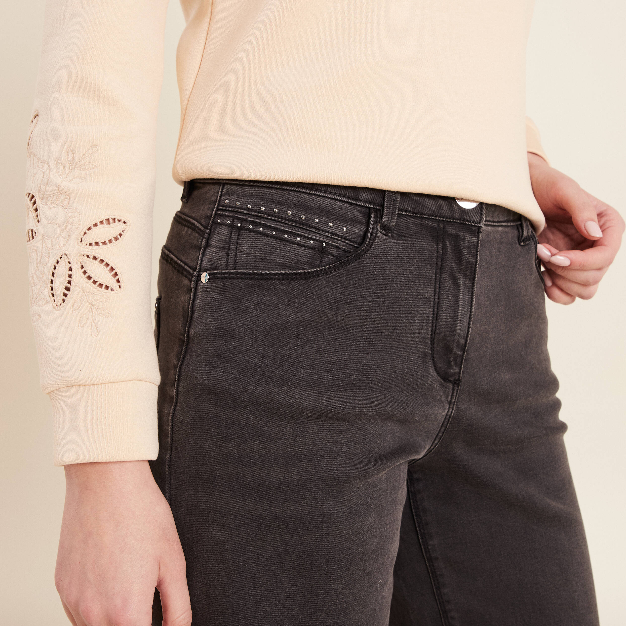 jean large 78eme denim gris femme Jean large 7/8ème denim gris femme