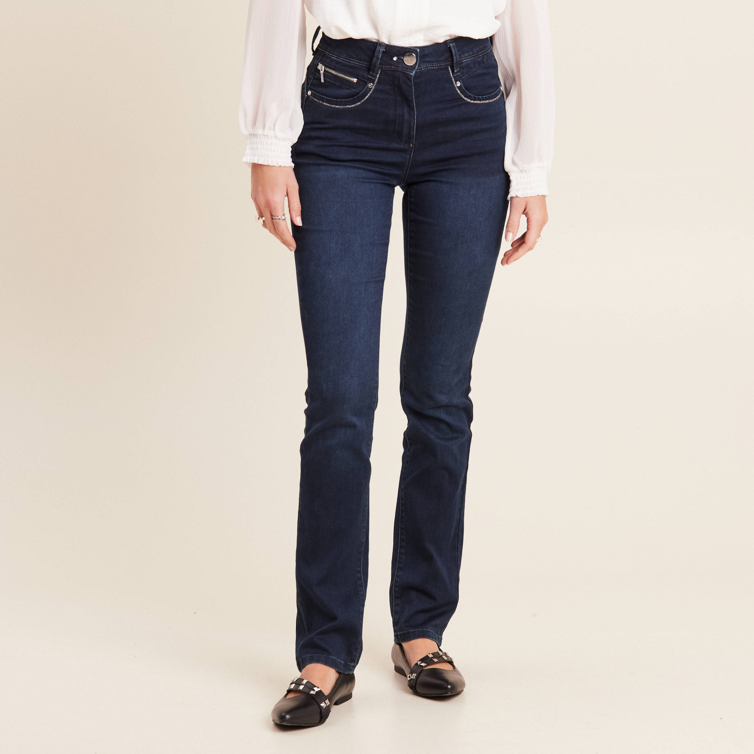 Jean droit denim brut femme