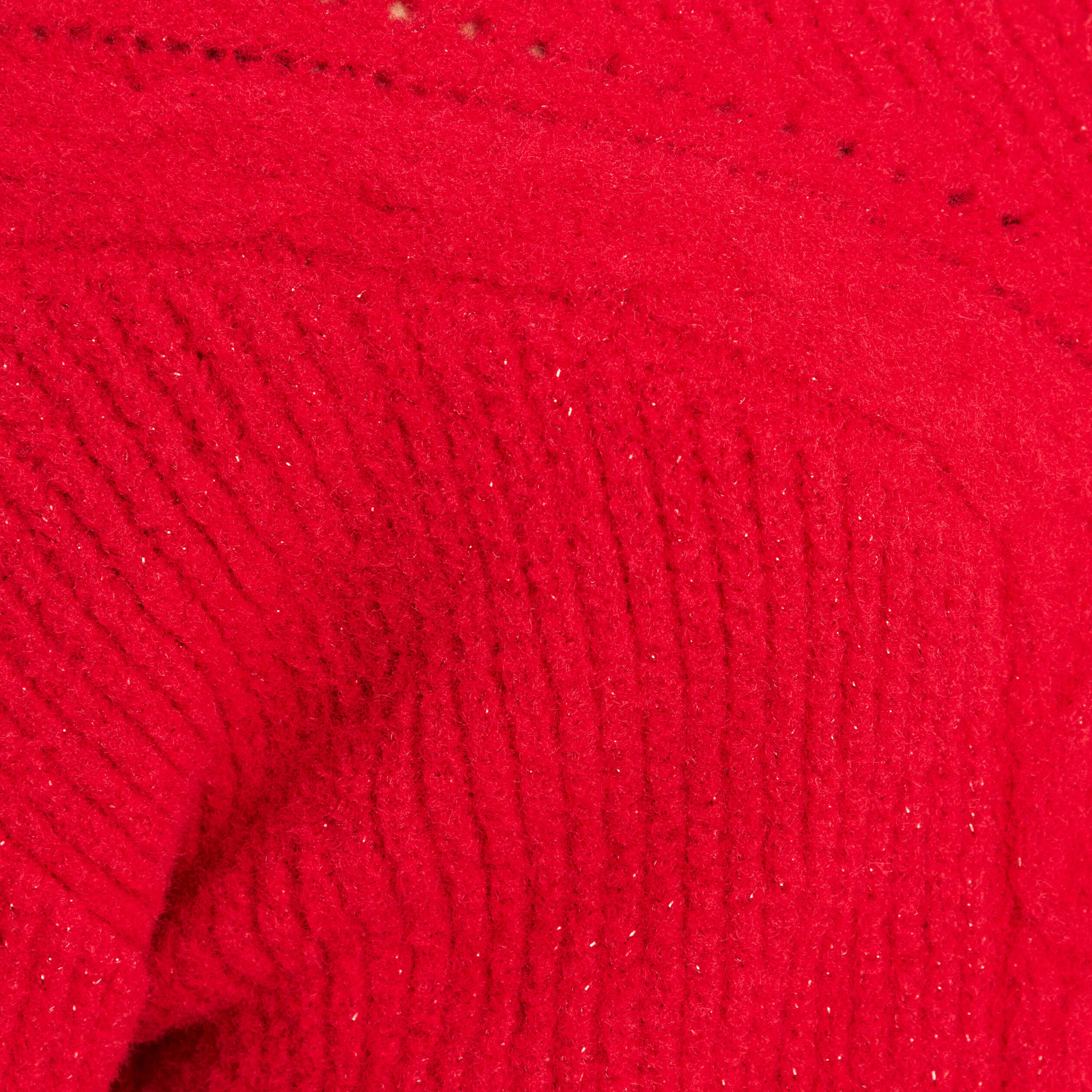 Pull col rond manches longues rouge femme