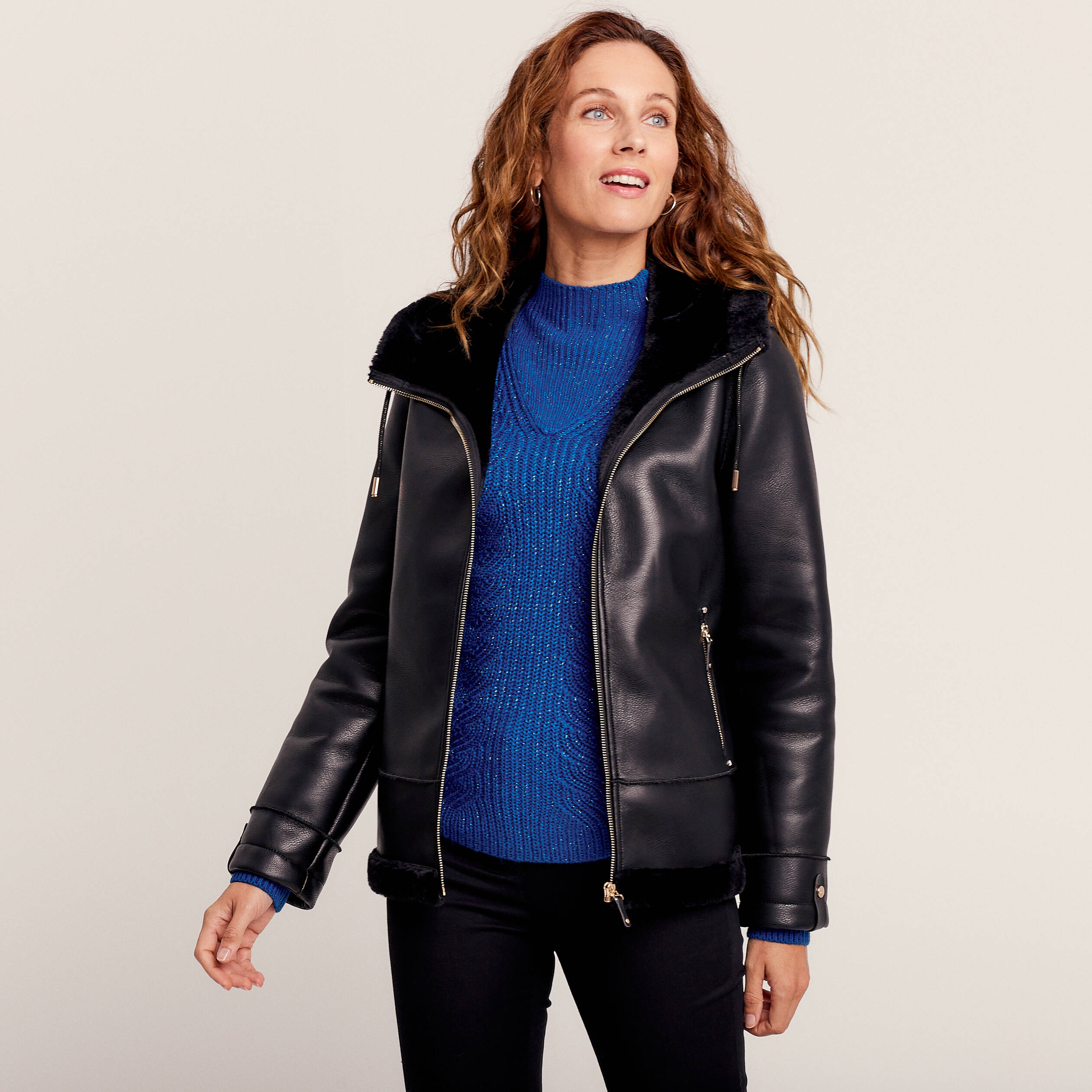 Veste en cuir femme avec capuche best sale