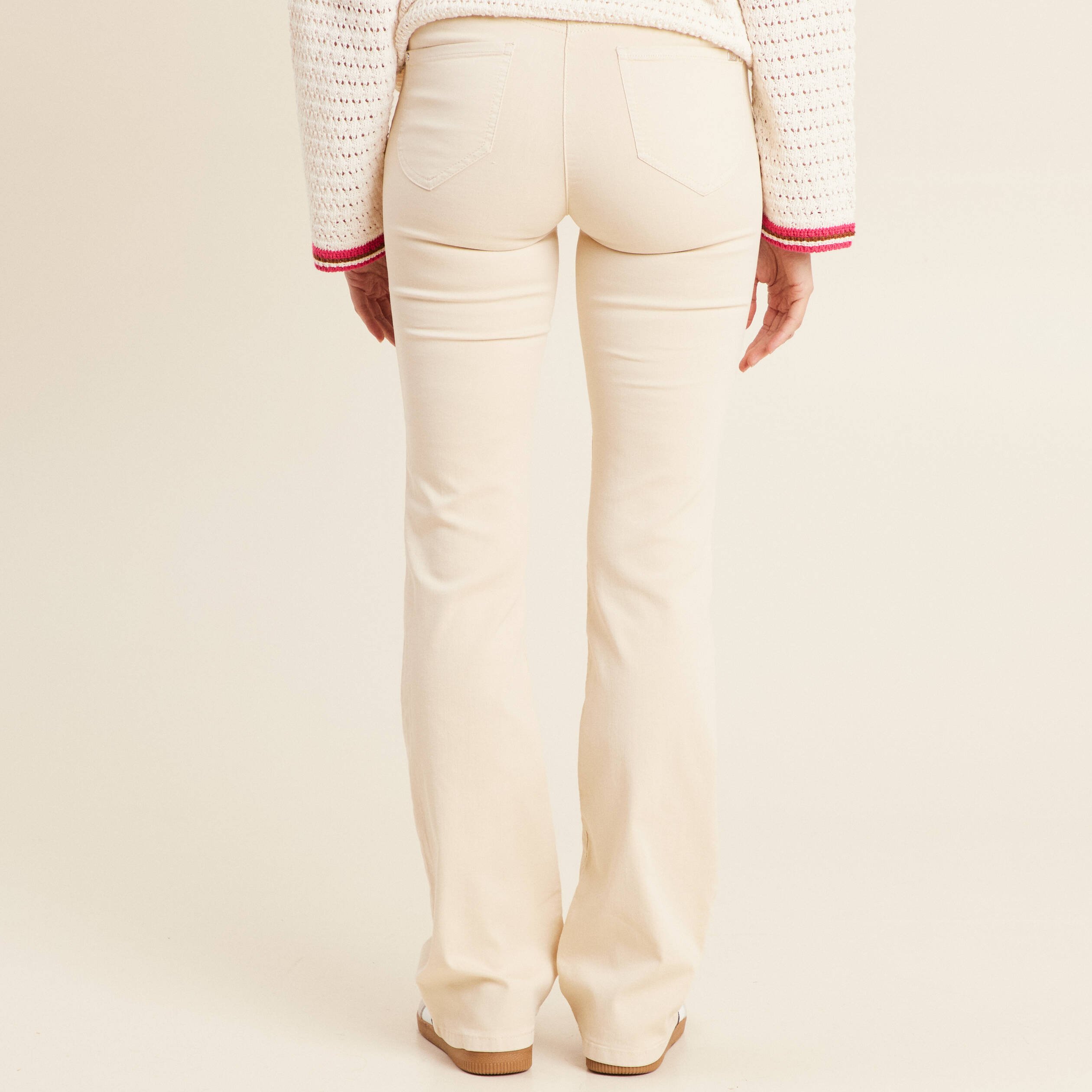 Pantalon léger bootcut taille basculée ivoire femme