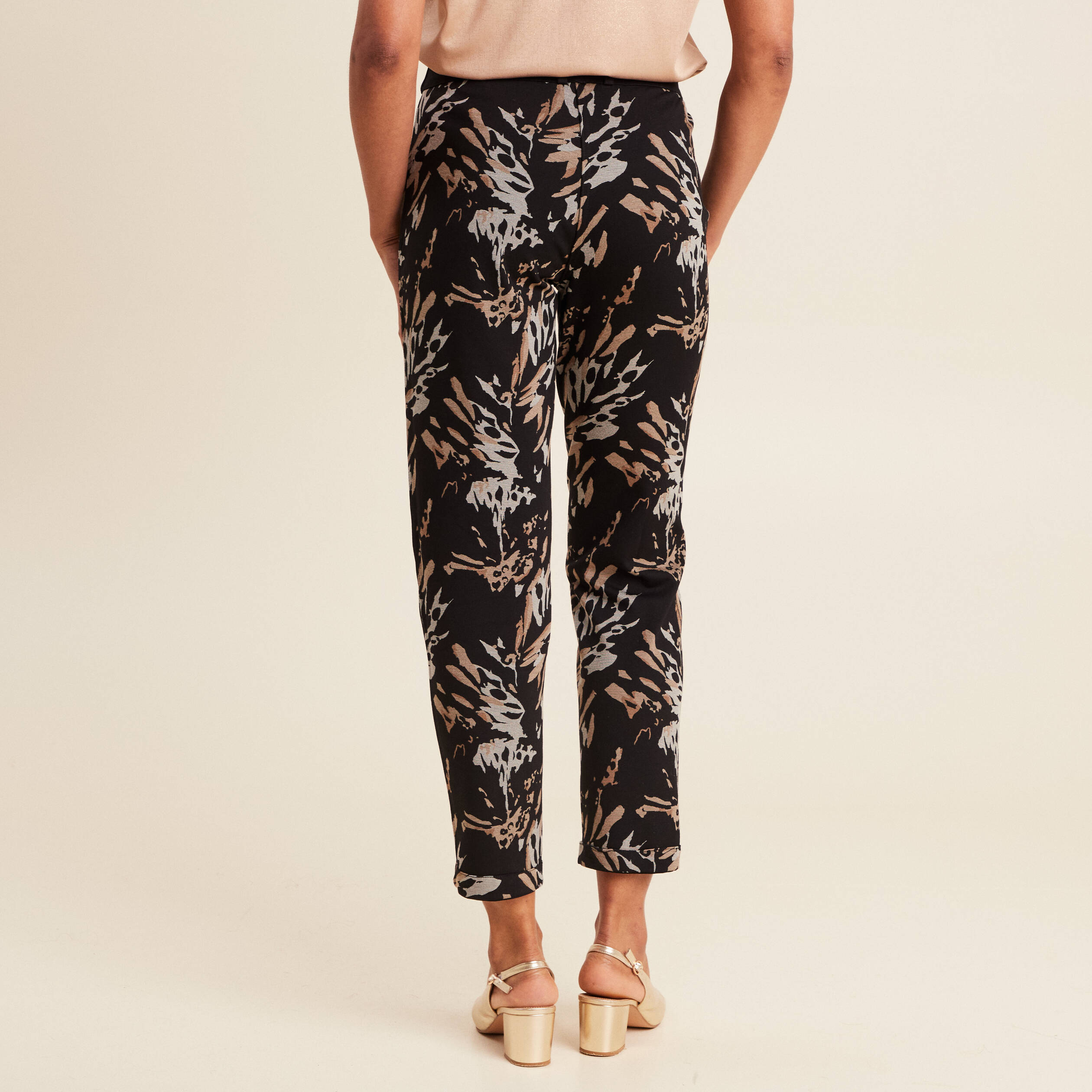 Pantalon droit réversible noir femme