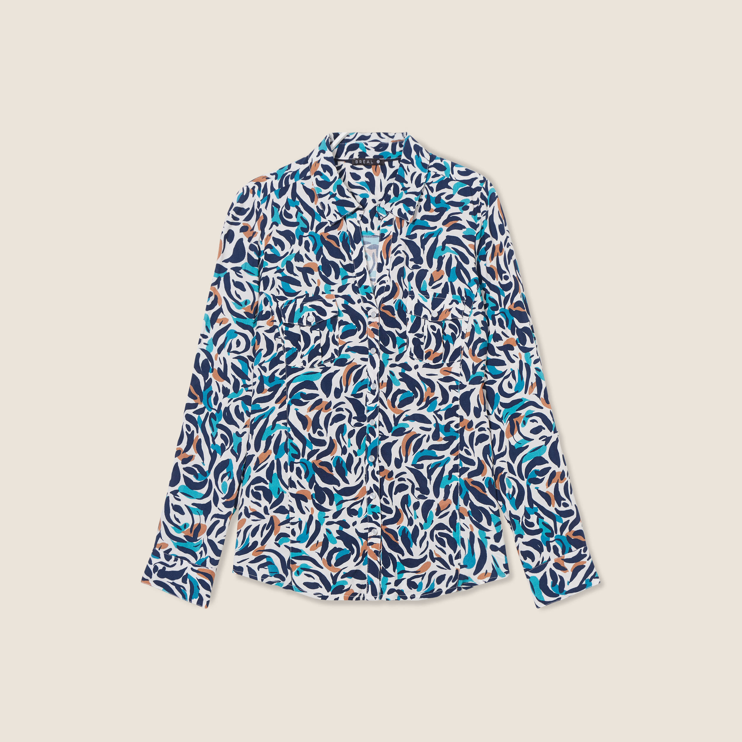 Chemise manches longues bleu canard femme