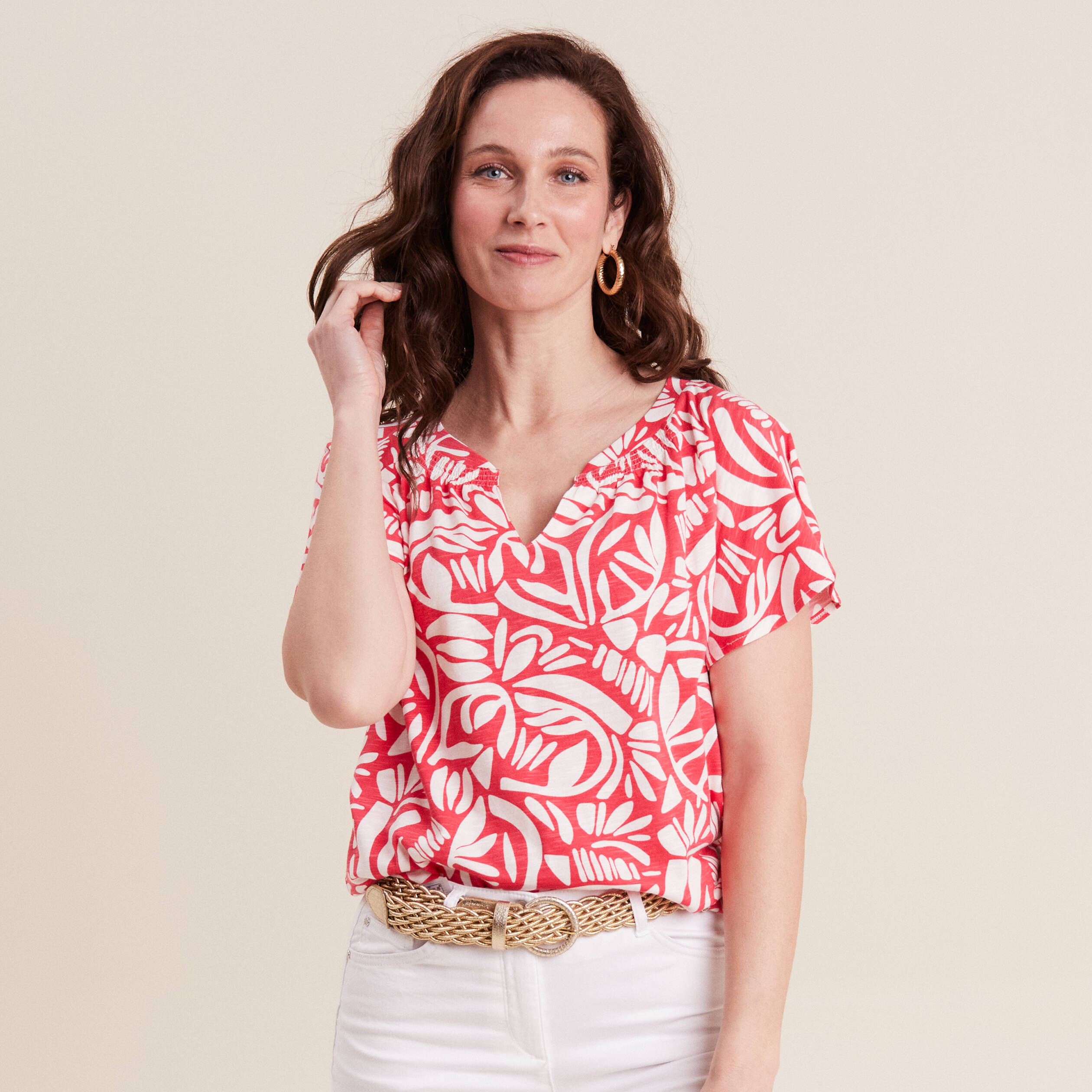 Blouse manches courtes rouge femme