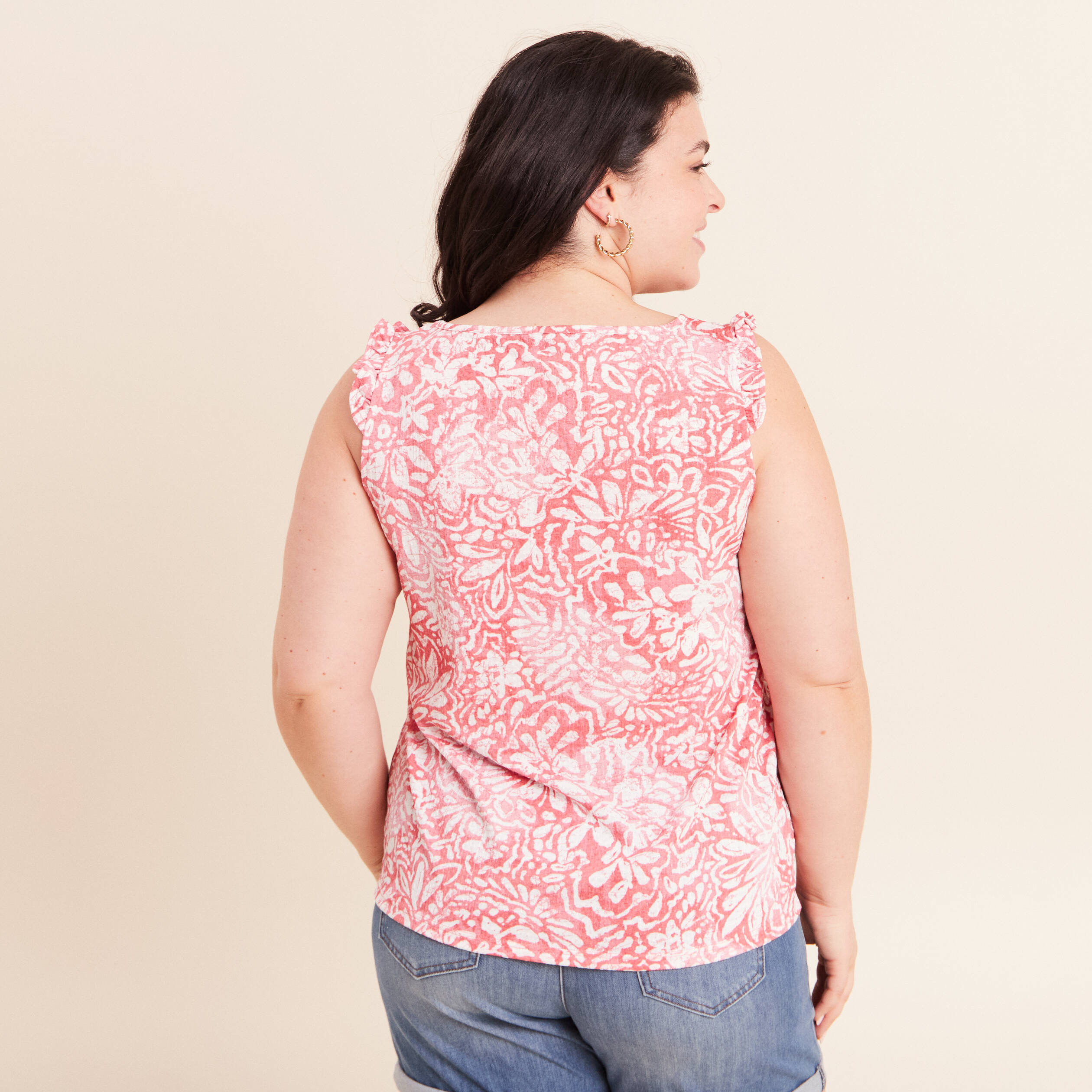 D&eacute;bardeur d&eacute;tails de volants orange corail femme
