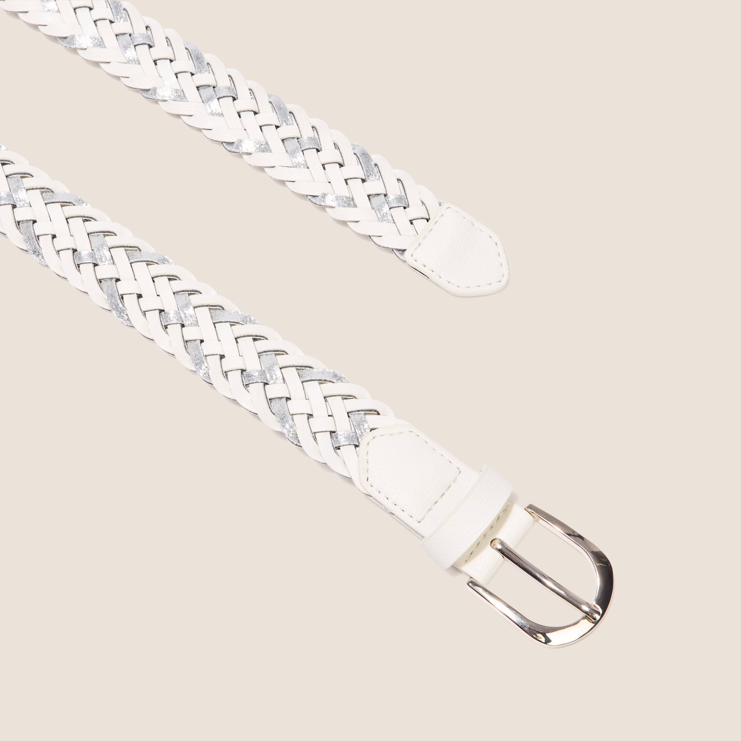 ceinture tressee irisee ecru femme Ceinture tressée irisée ecru femme