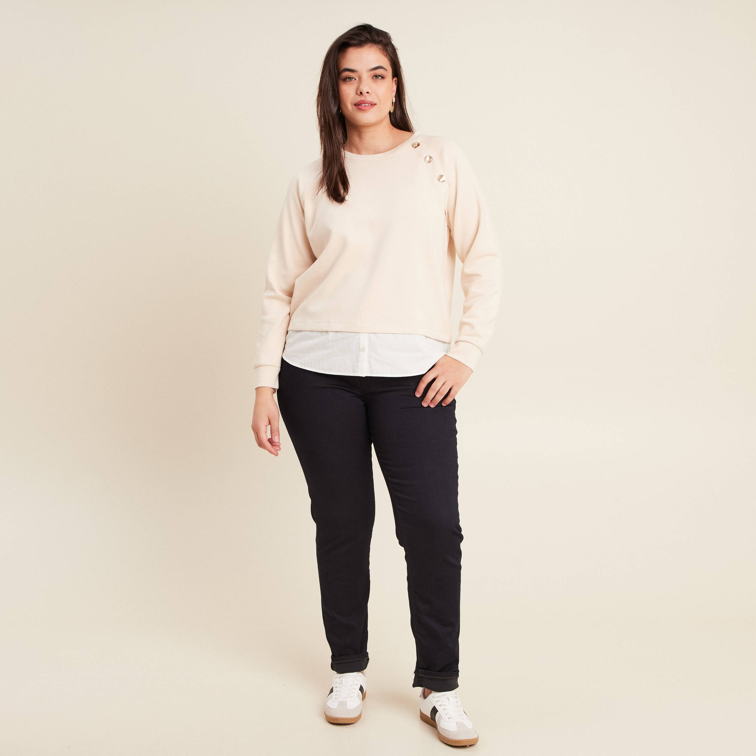 Sweat manches longues sable femme