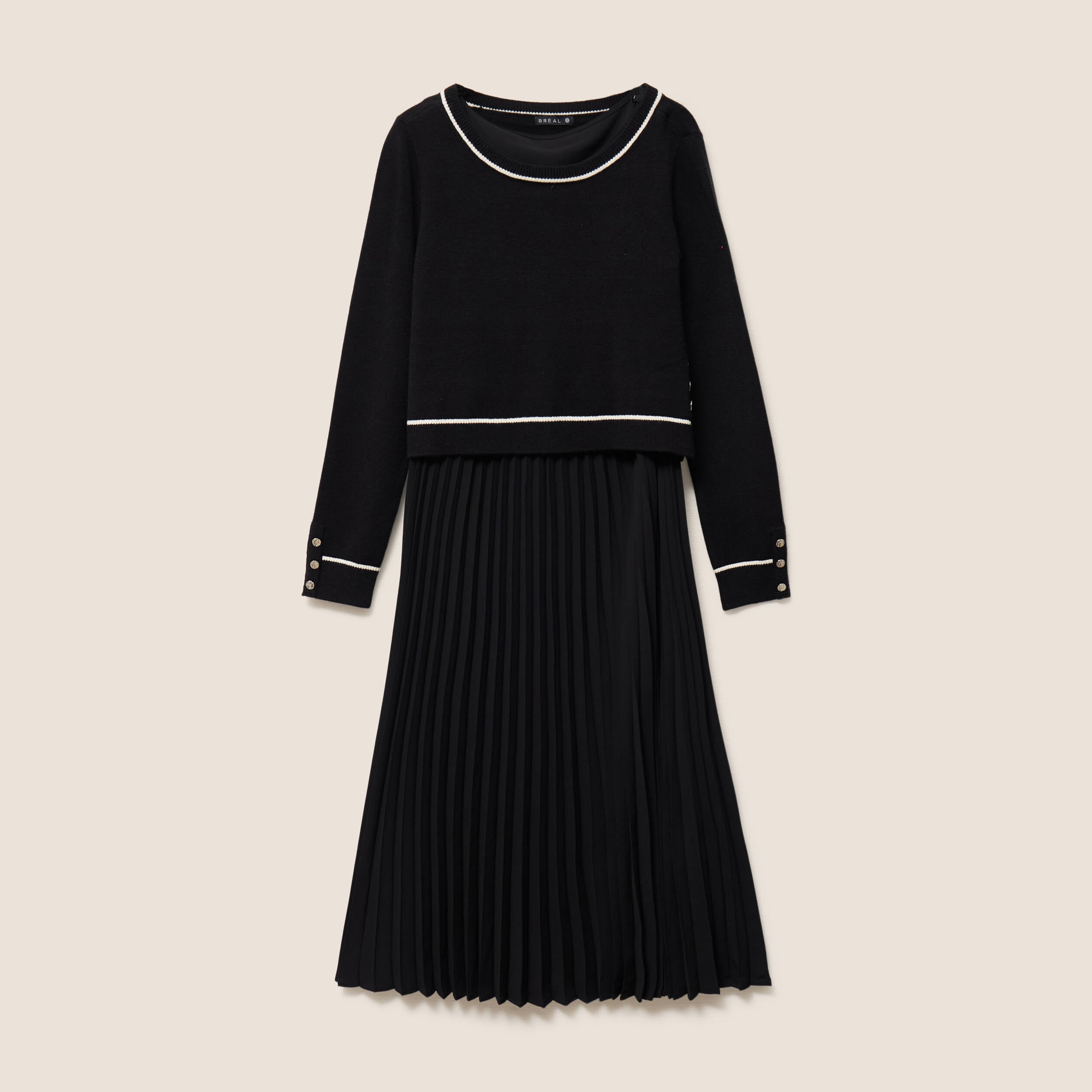 Robe longue &eacute;vas&eacute;e 2 en 1 noir femme