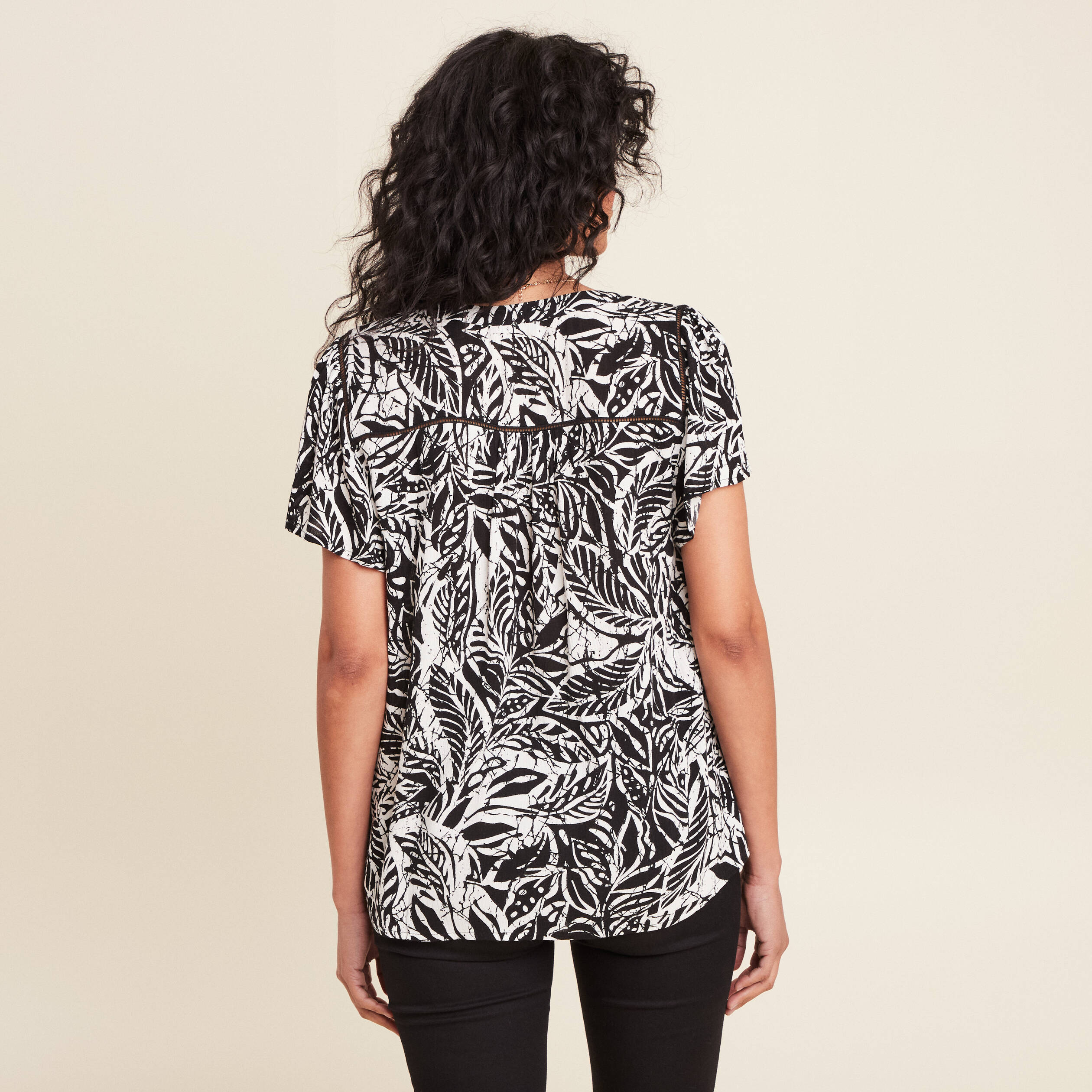 Blouse manches courtes noir femme
