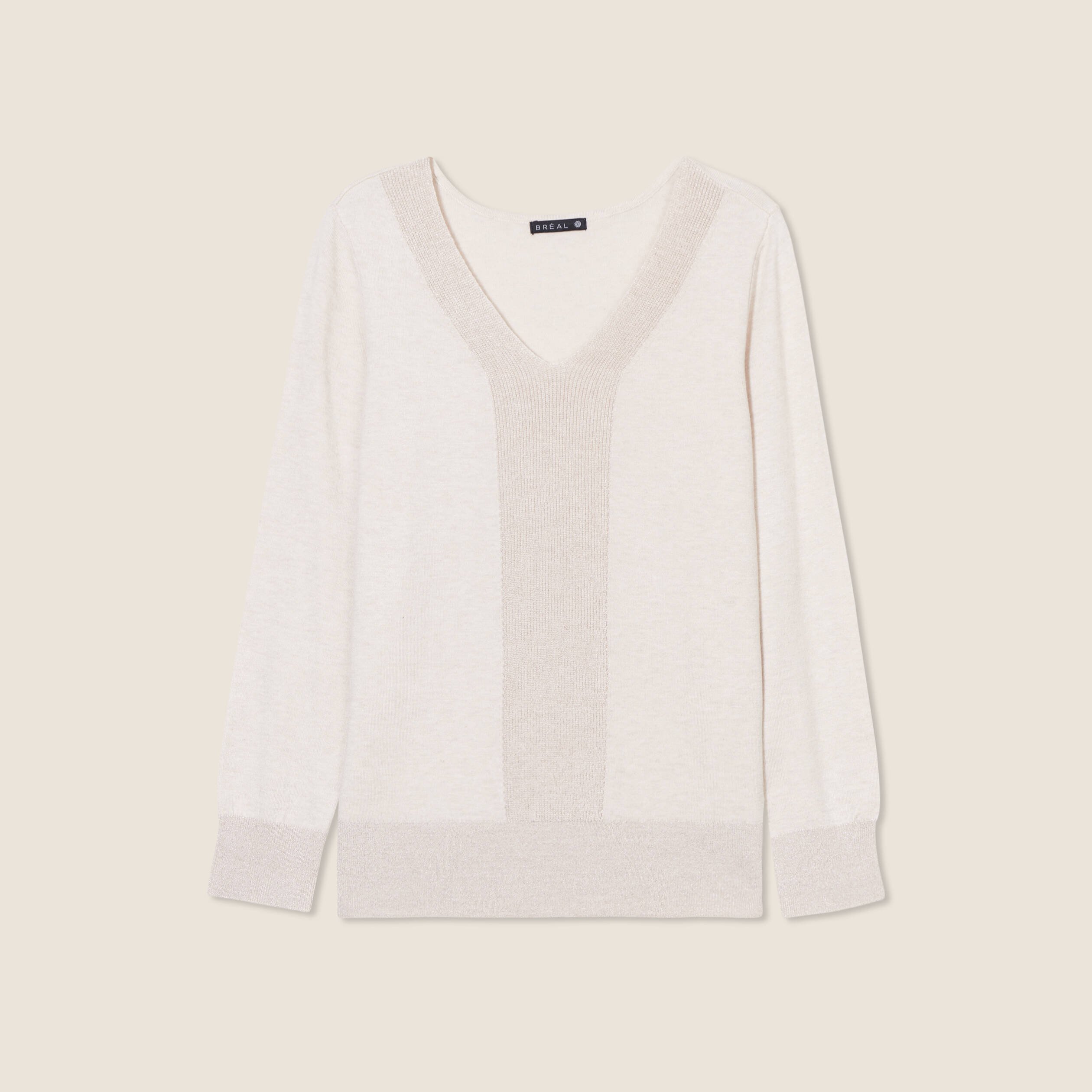 Pull manches longues creme femme
