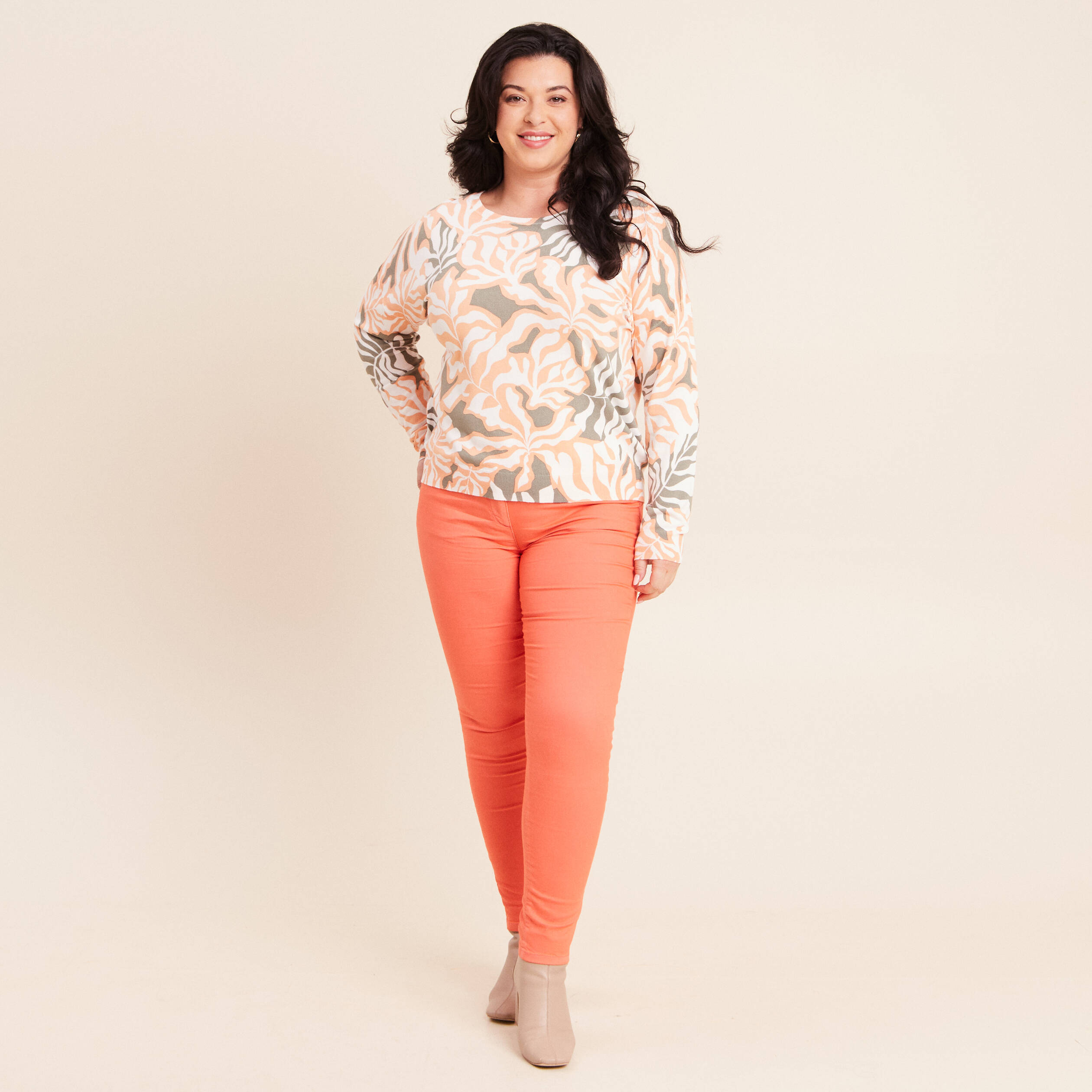 Pull manches longues vert femme