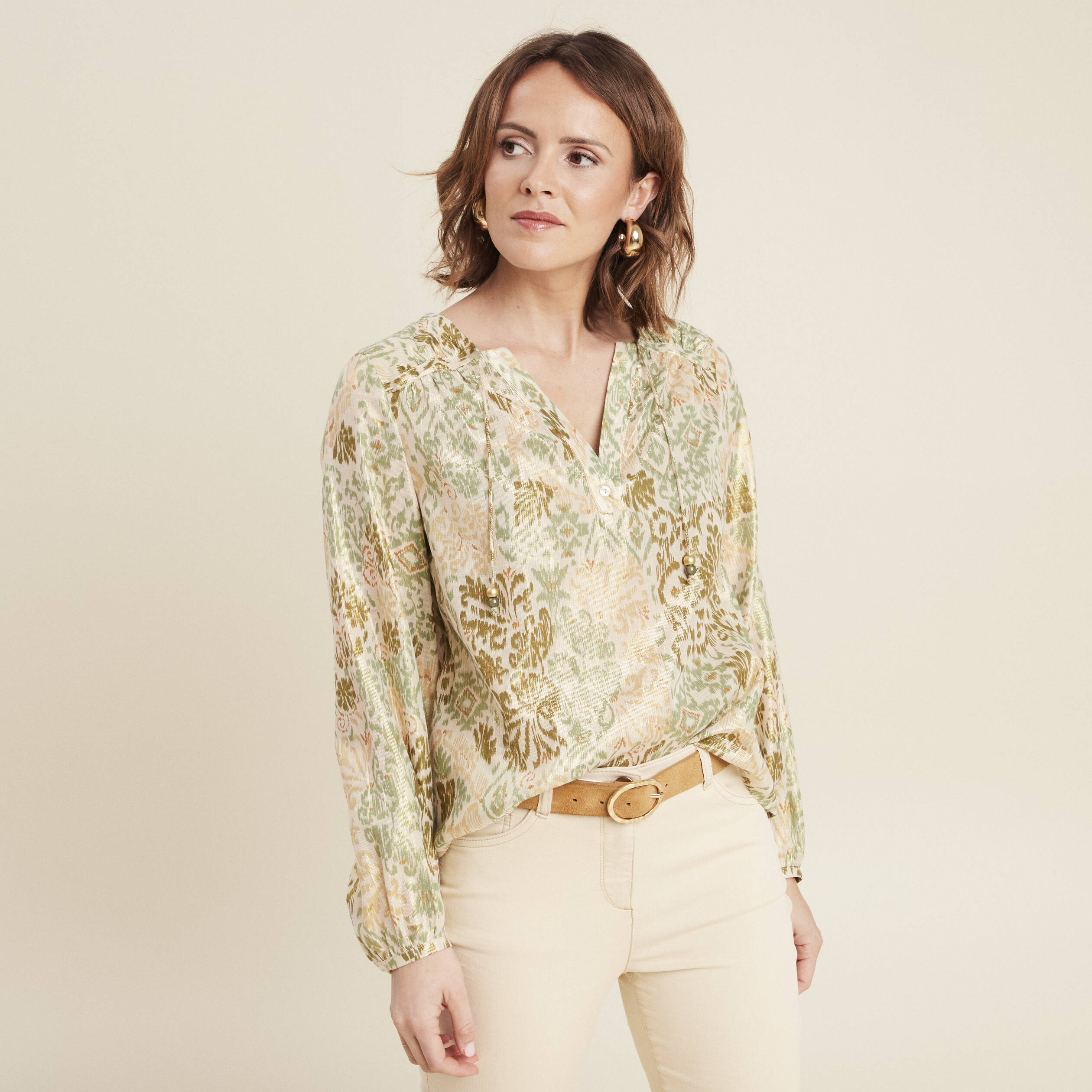 Blouse manches longues vert clair femme