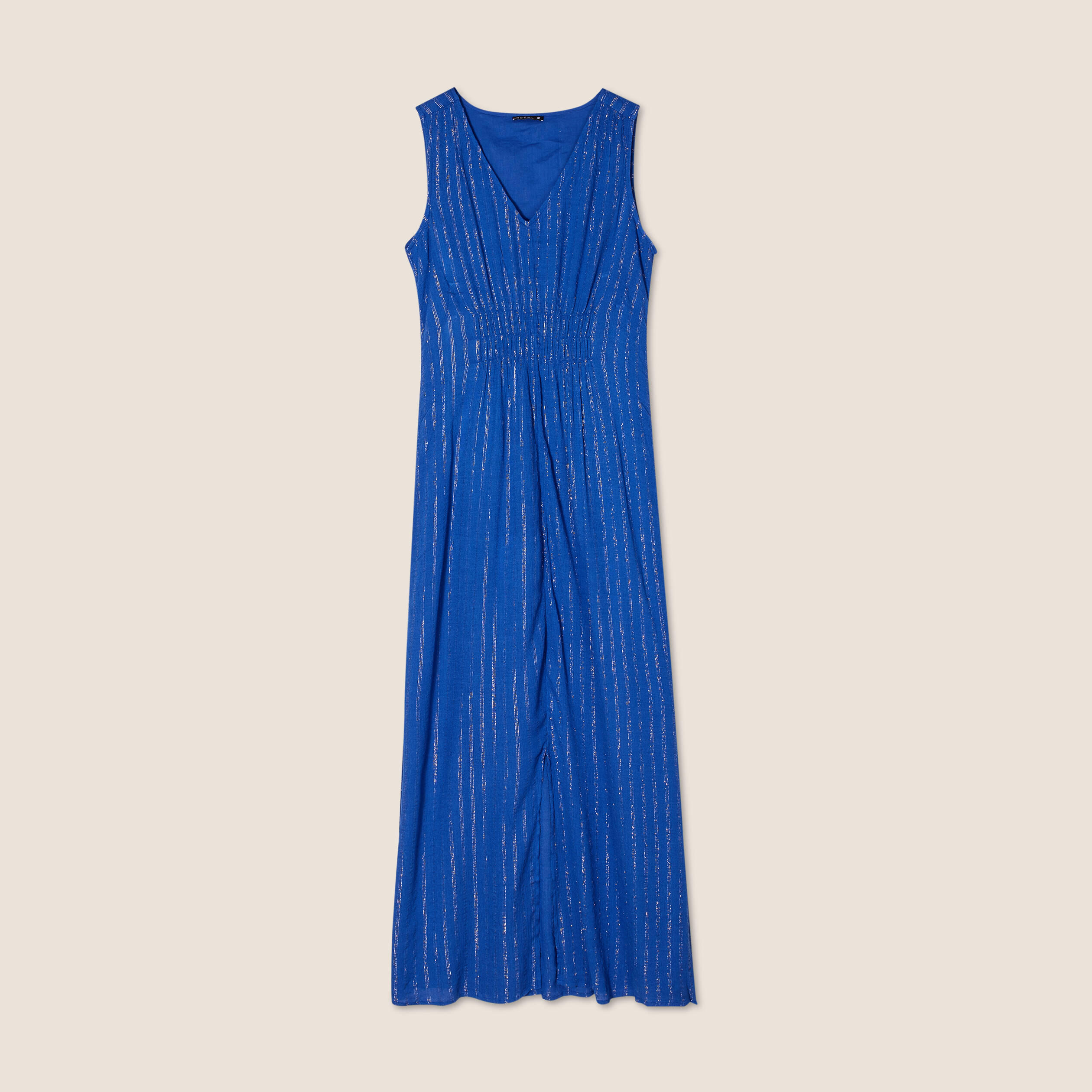 Robe longue évasée bleu electrique femme